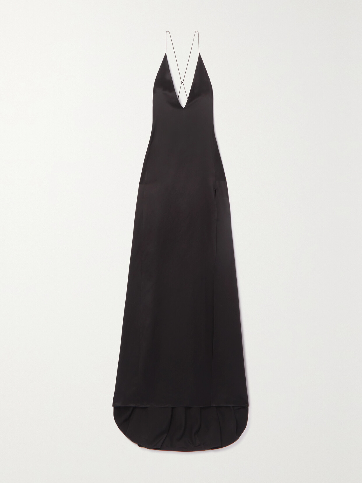 SAINT LAURENT Open-back Silk-satin Maxi Dress - Black