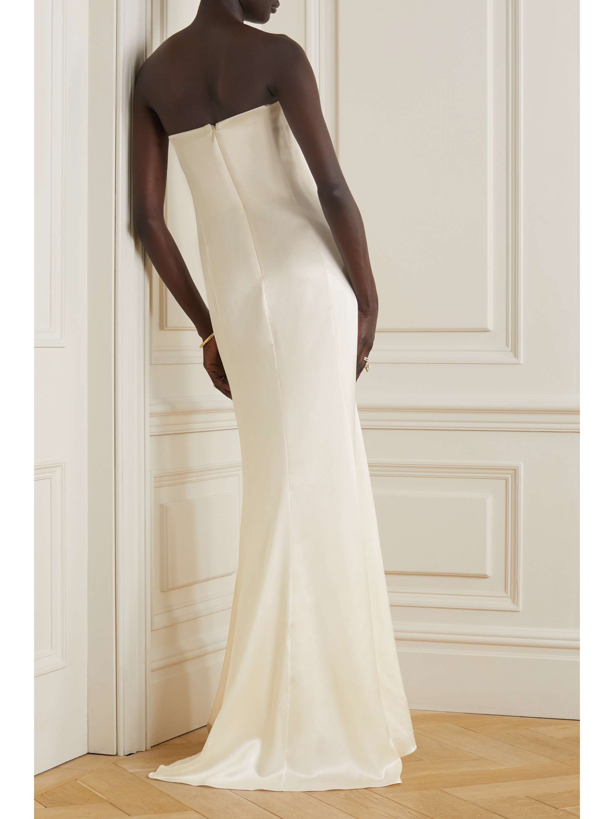 SAINT LAURENT Strapless silksatin gown NETAPORTER