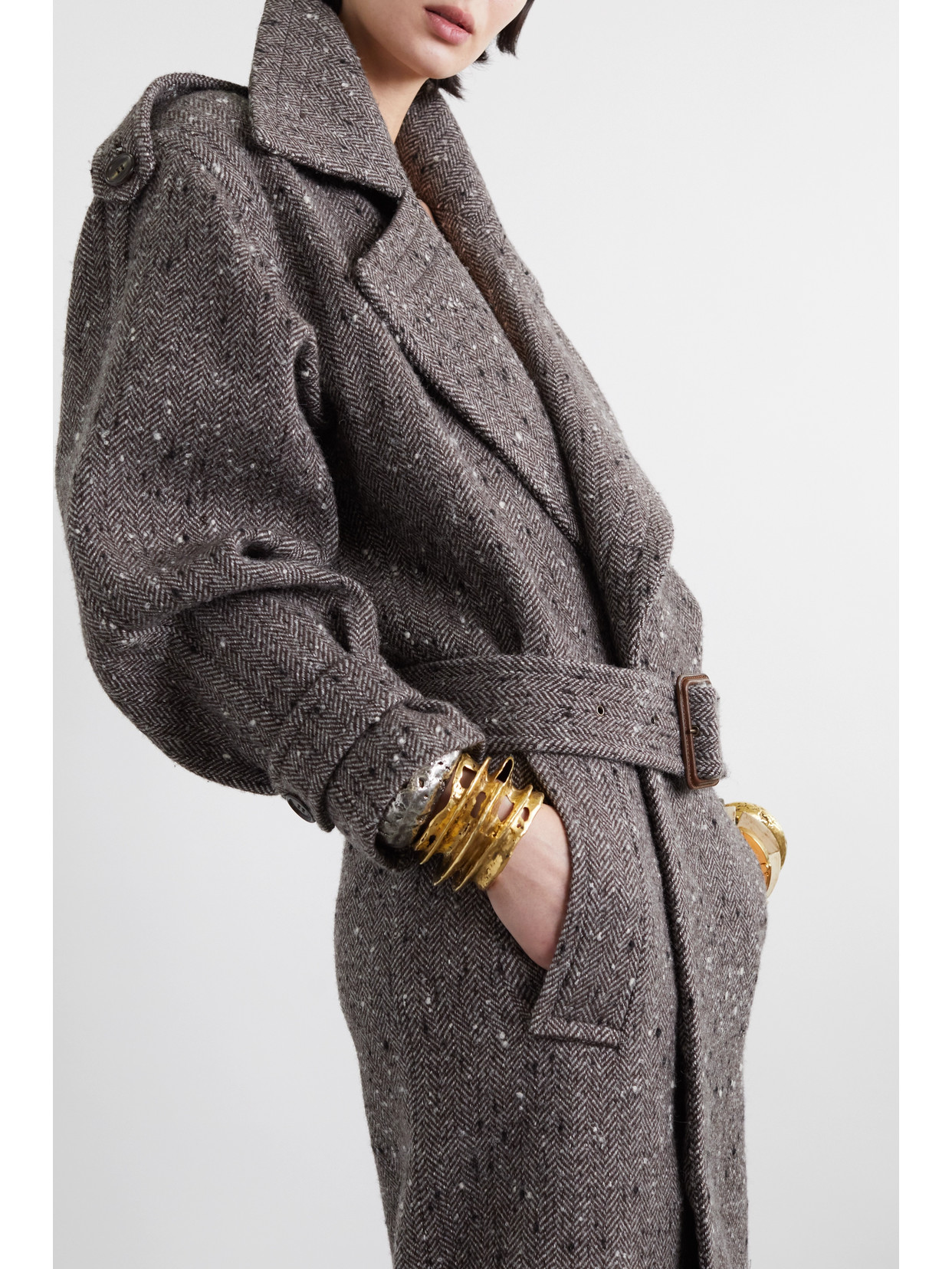 bishu-herrinbone wool coat-