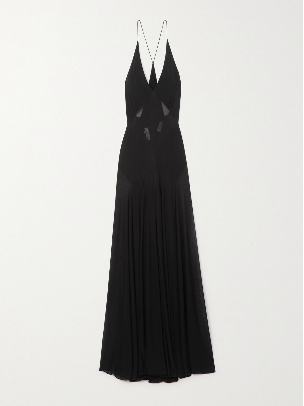 SAINT LAURENT - Open-back Chiffon And Jersey Maxi Dress - Black