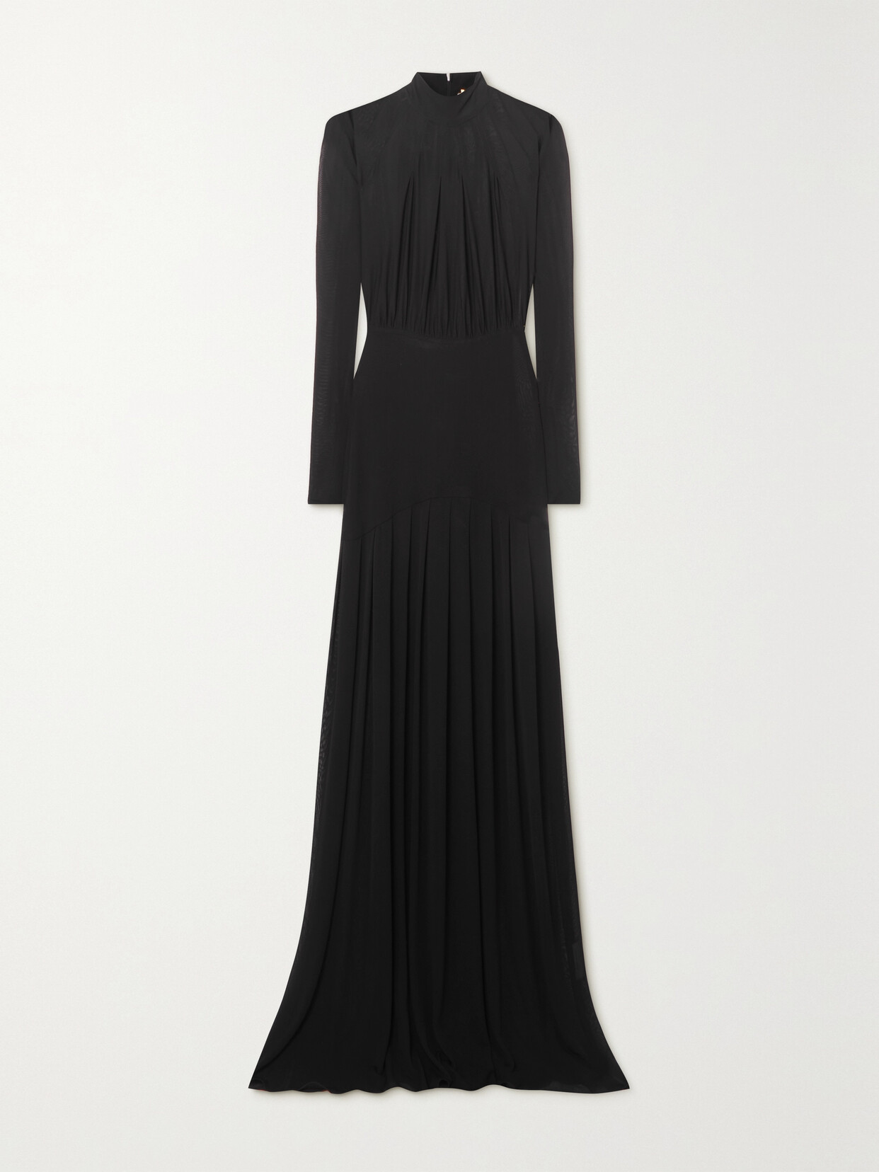 SAINT LAURENT - Gathered Chiffon And Jersey Turtleneck Maxi Dress - Black