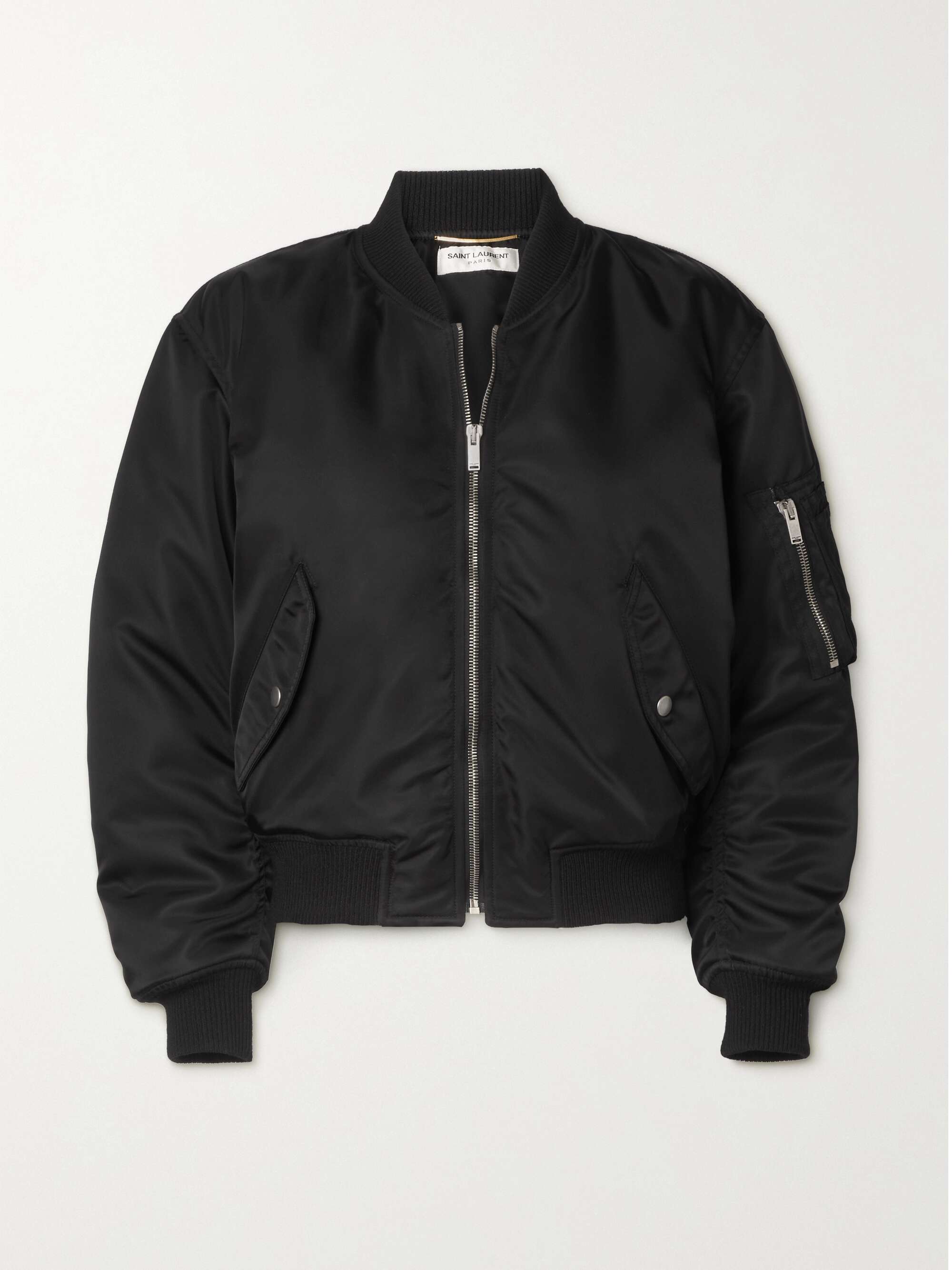 SAINT LAURENT Ruched padded shell bomber jacket | NET-A-PORTER