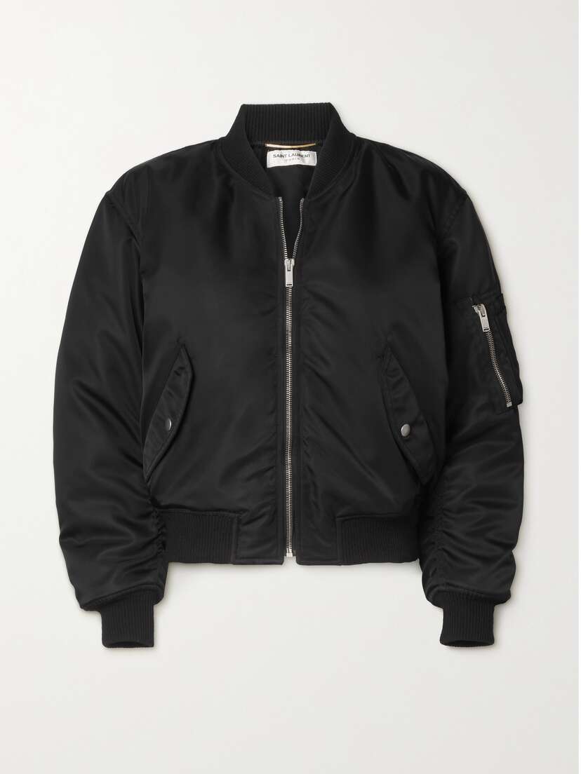 Saint Laurent Ruched Padded Shell Bomber Jacket