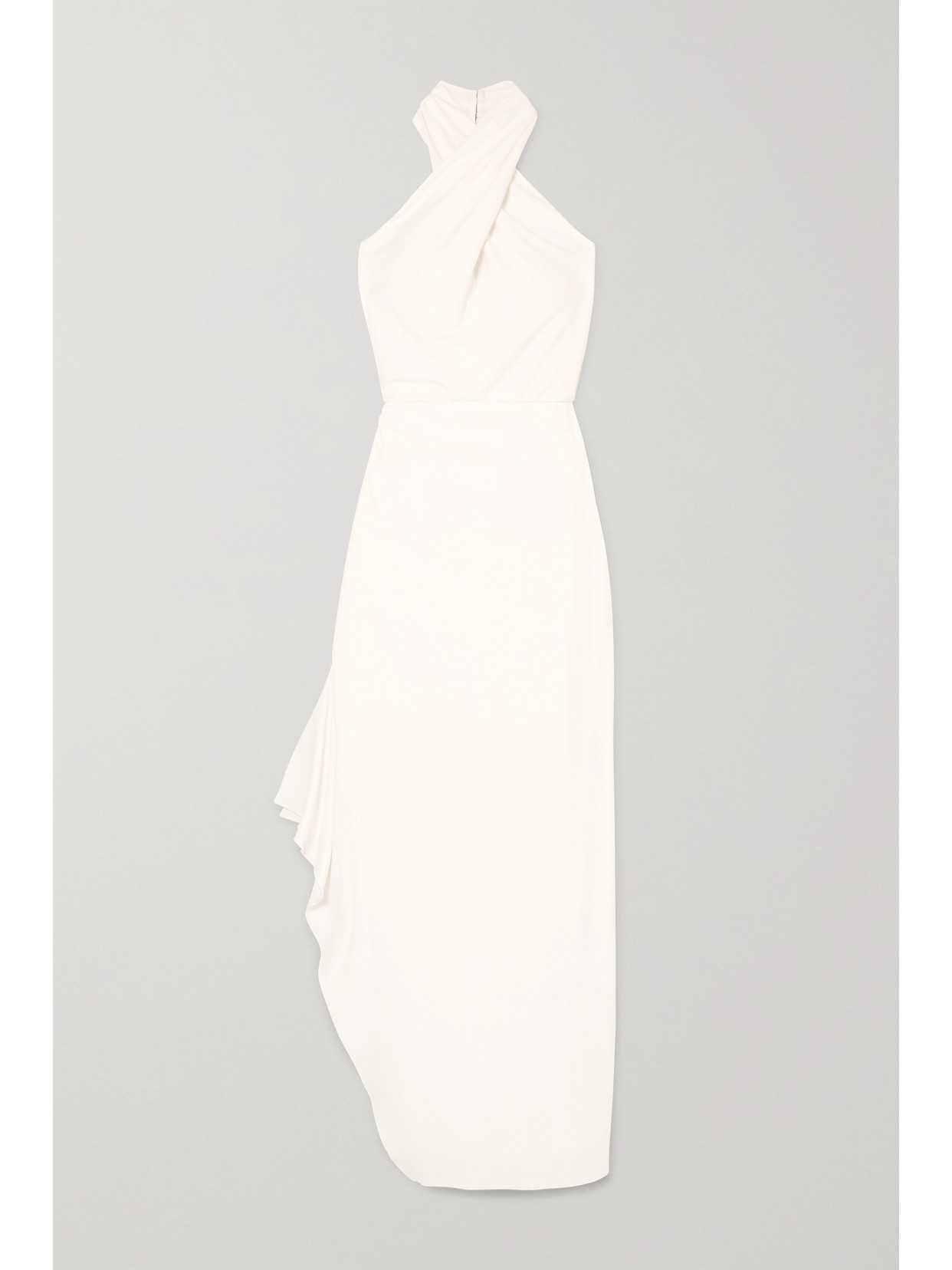 Halston Draped Crepe Halterneck Gown In White