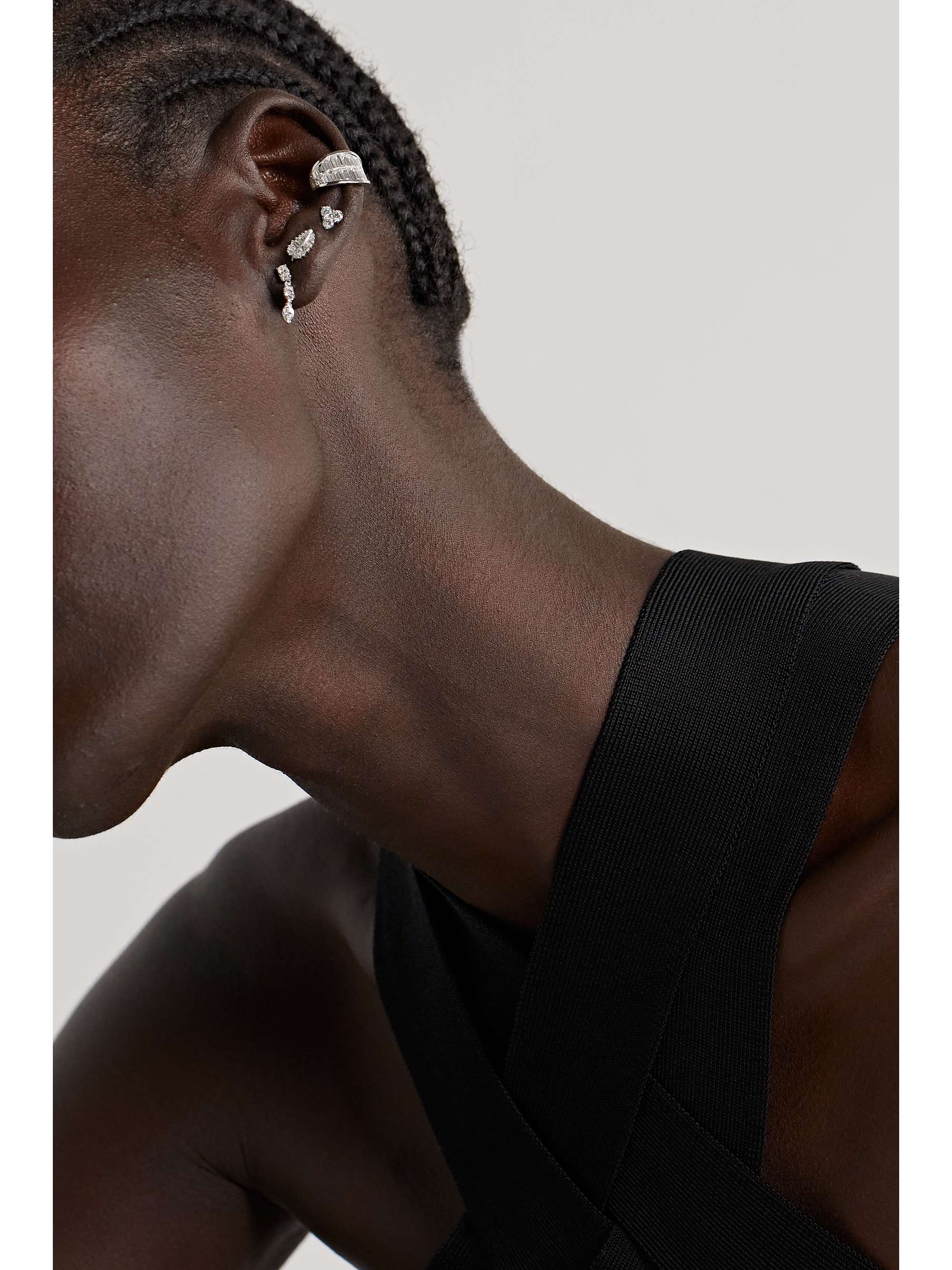 ANITA KO Trillion 18-karat white gold diamond earrings