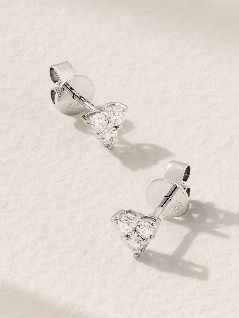 Anita Ko Trillion 18-karat White Gold Diamond Earrings