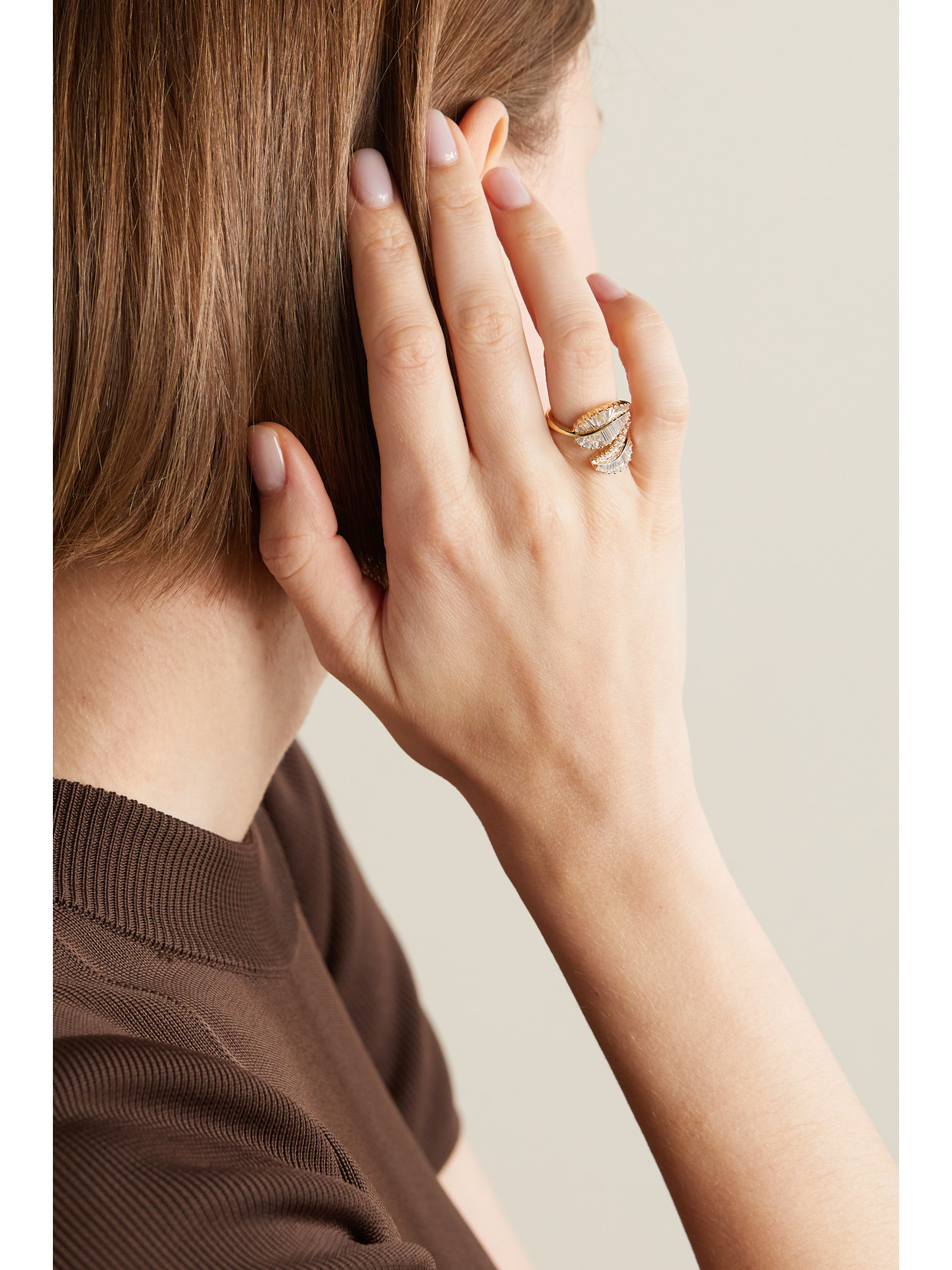Anita Ko Palm Leaf 18-karat Gold Diamond Ring In Gold