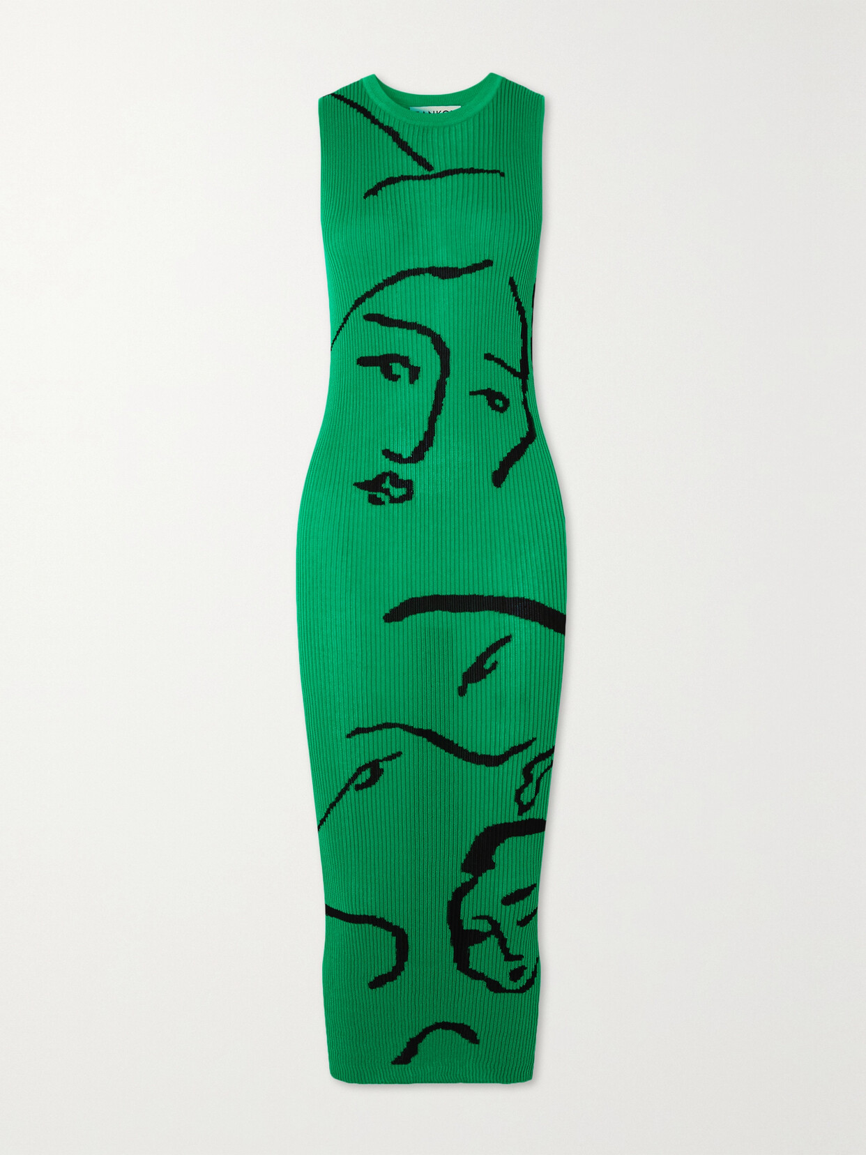 Zankov Aimé Ribbed Intarsia-knit Cotton-blend Midi Dress - Green