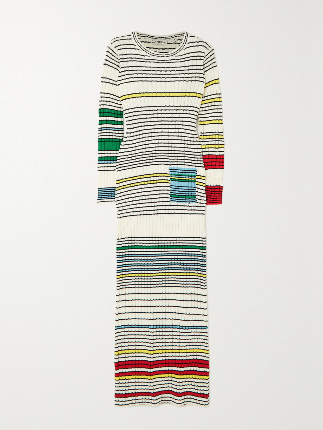 Zankov Striped Ribbed Cotton-blend Maxi Dress - White