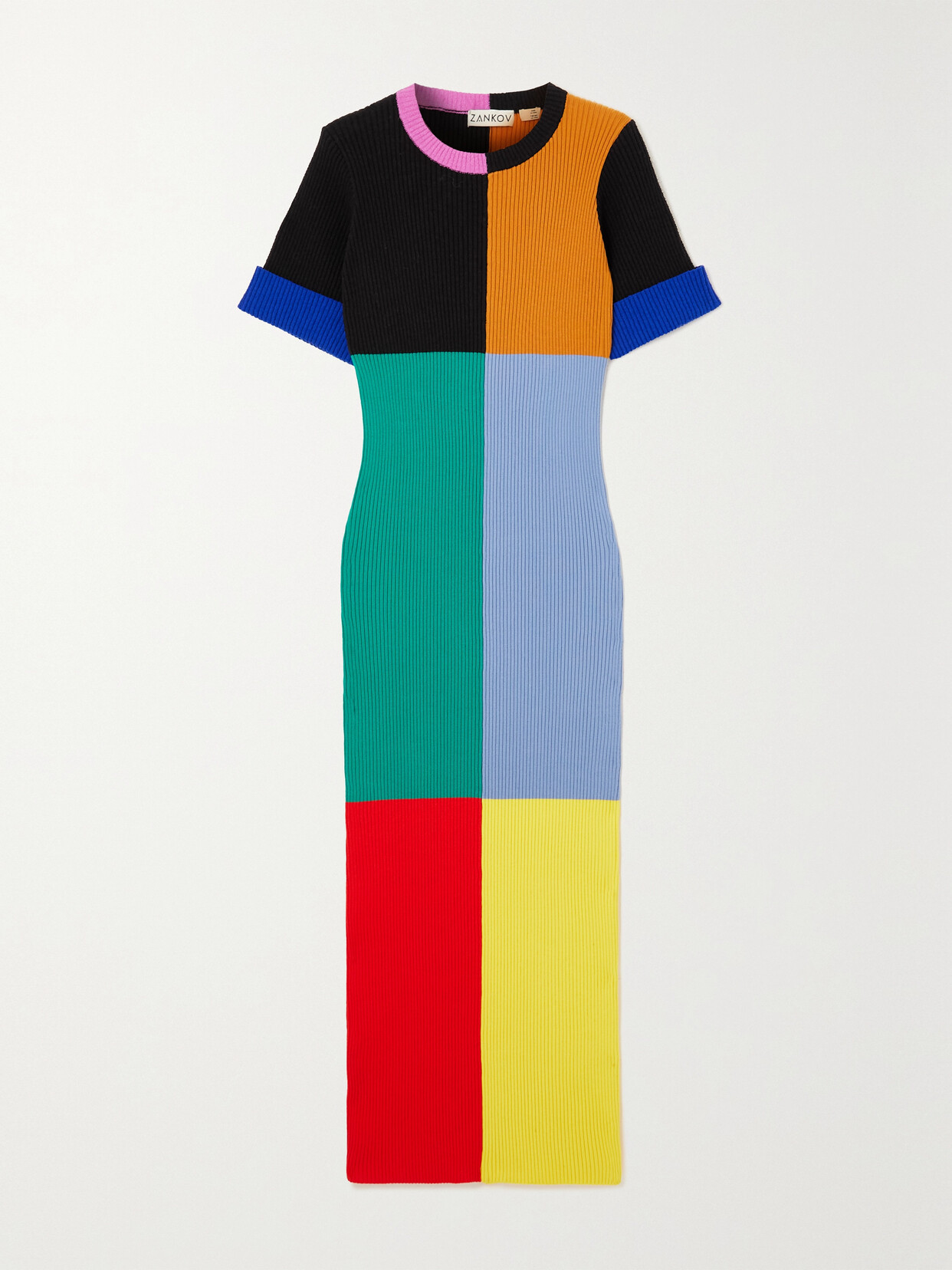 Zankov Color-block Ribbed Cotton-blend Maxi Dress - Blue