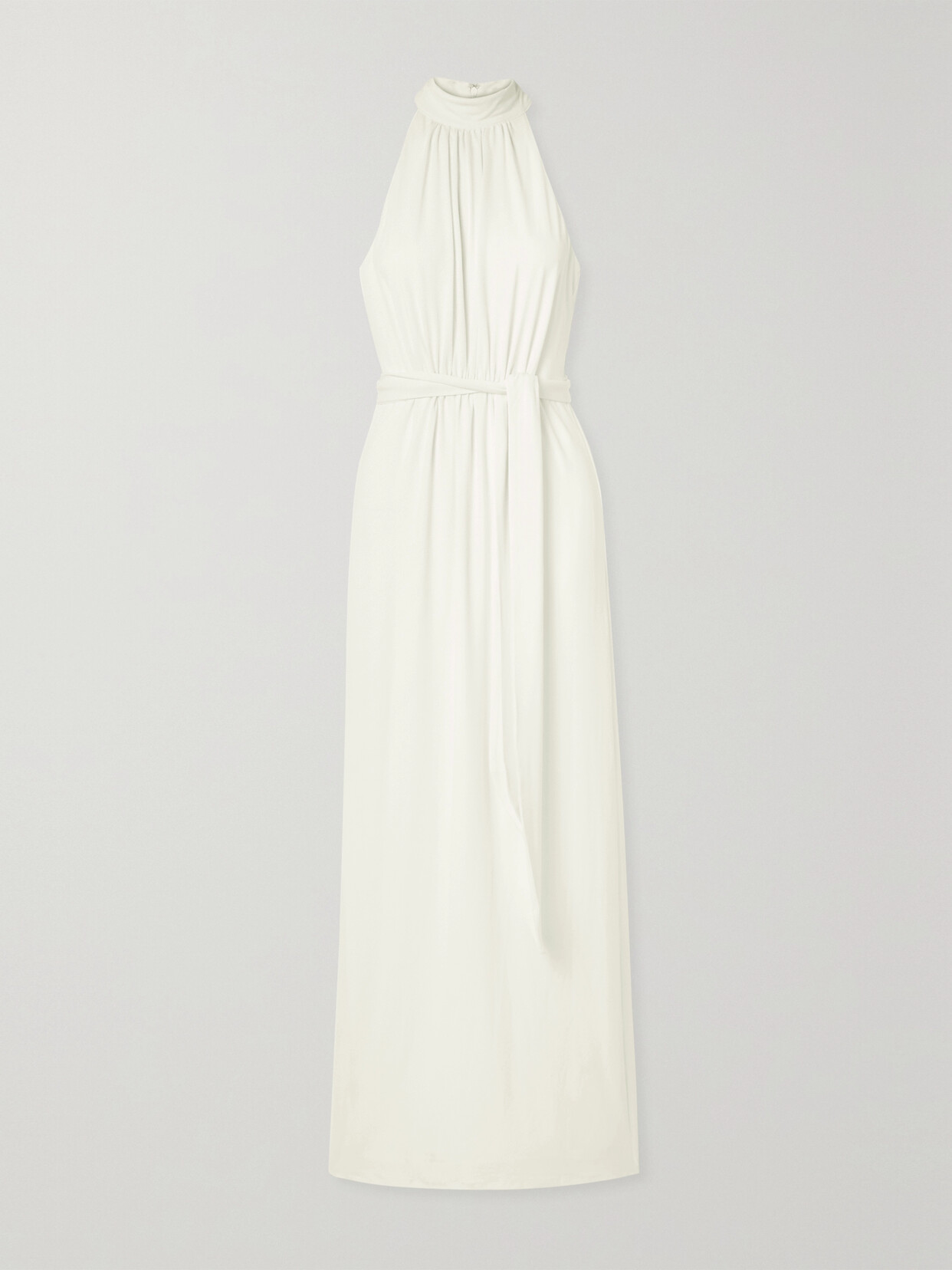 Halston Belted Stretch-jersey Gown - Ivory