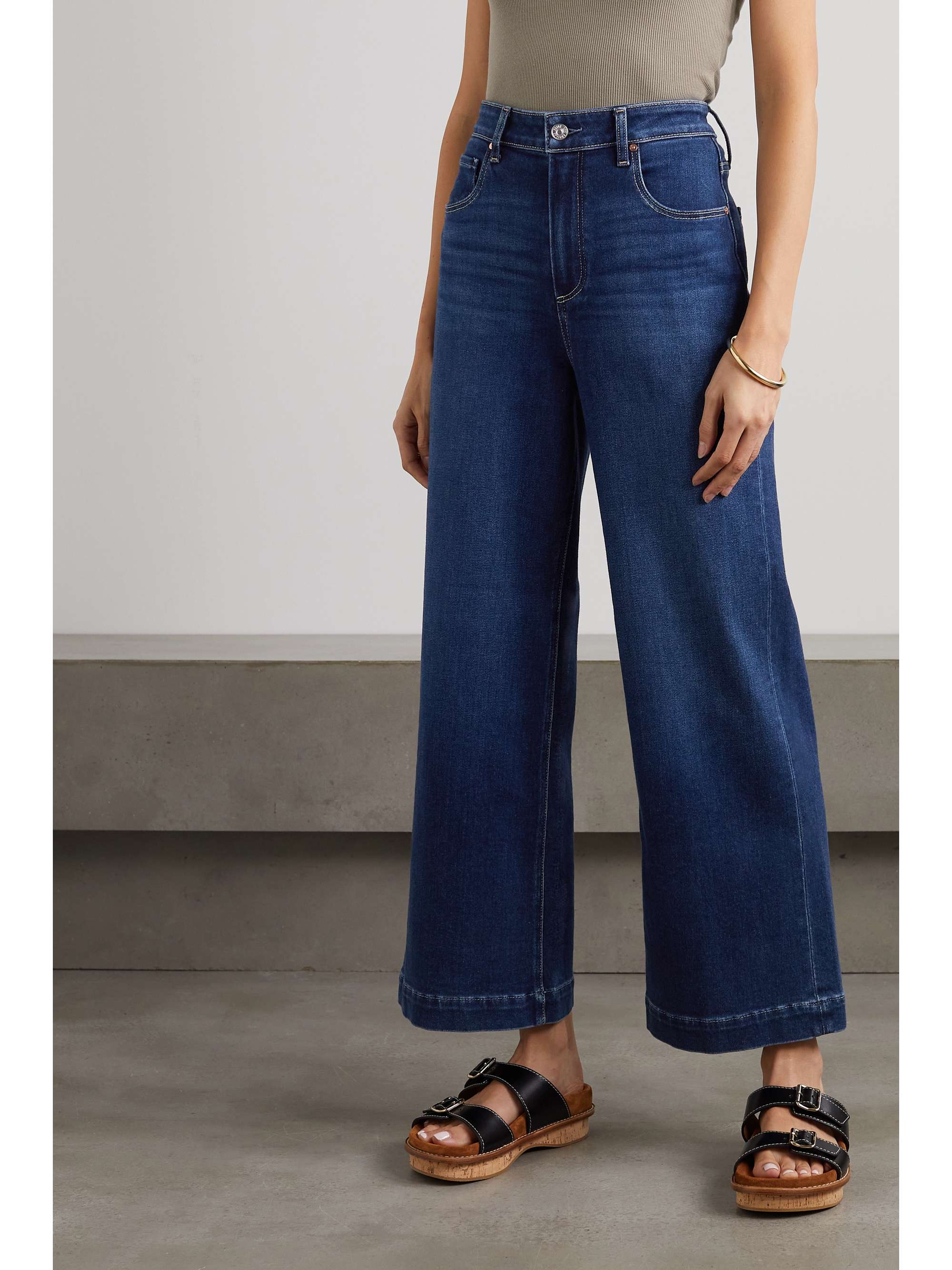 PAIGE Anessa cropped high-rise wide-leg jeans