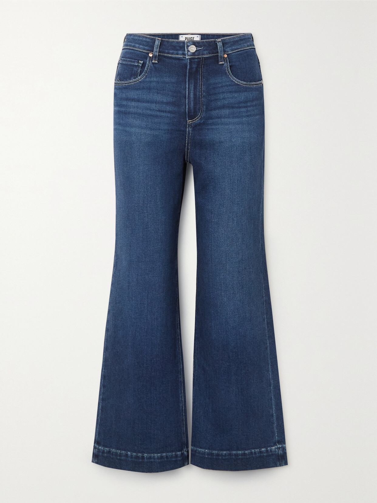 PAIGE - Anessa Cropped High-rise Wide-leg Jeans - Blue