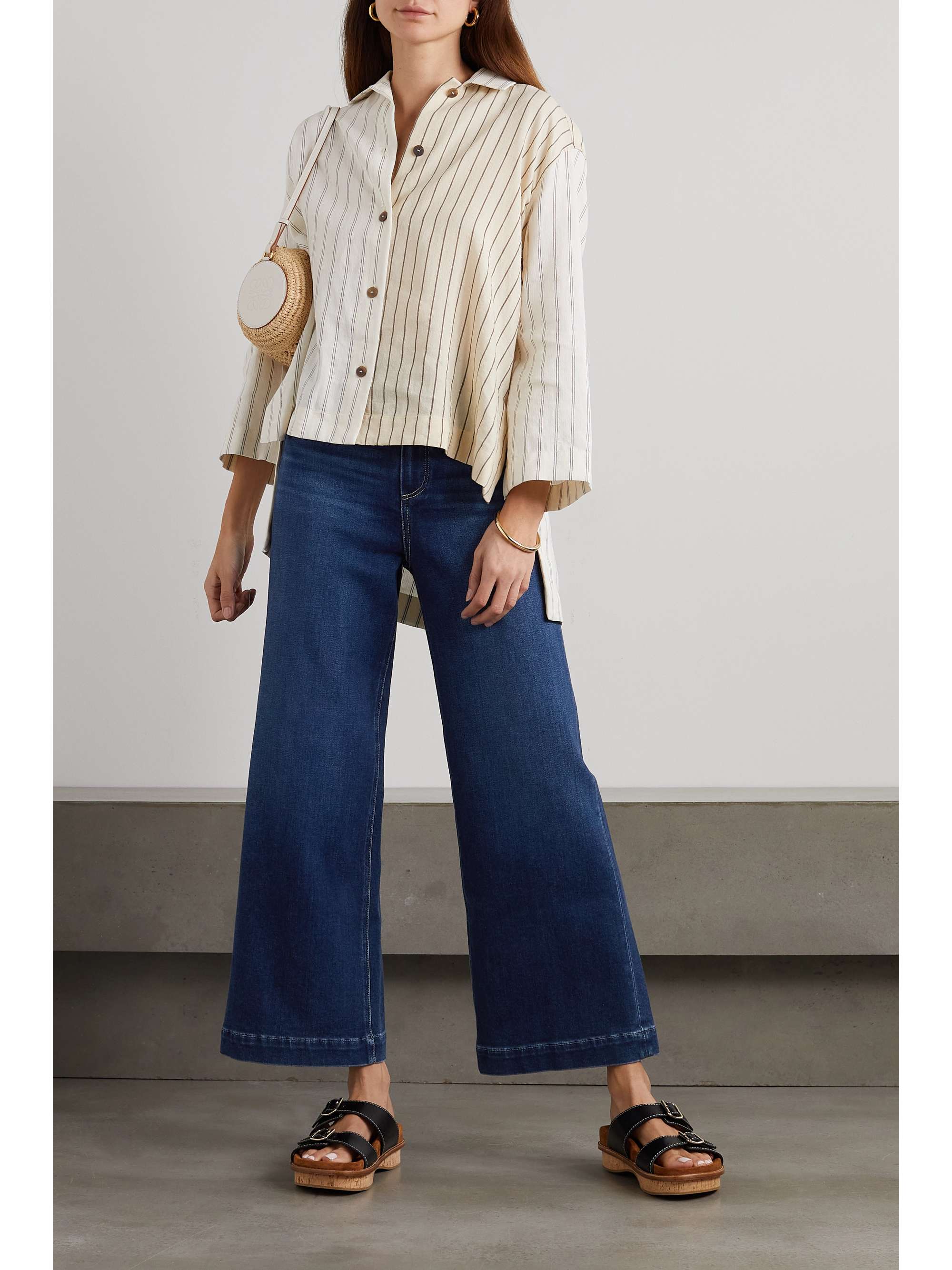 PAIGE Anessa cropped high-rise wide-leg jeans