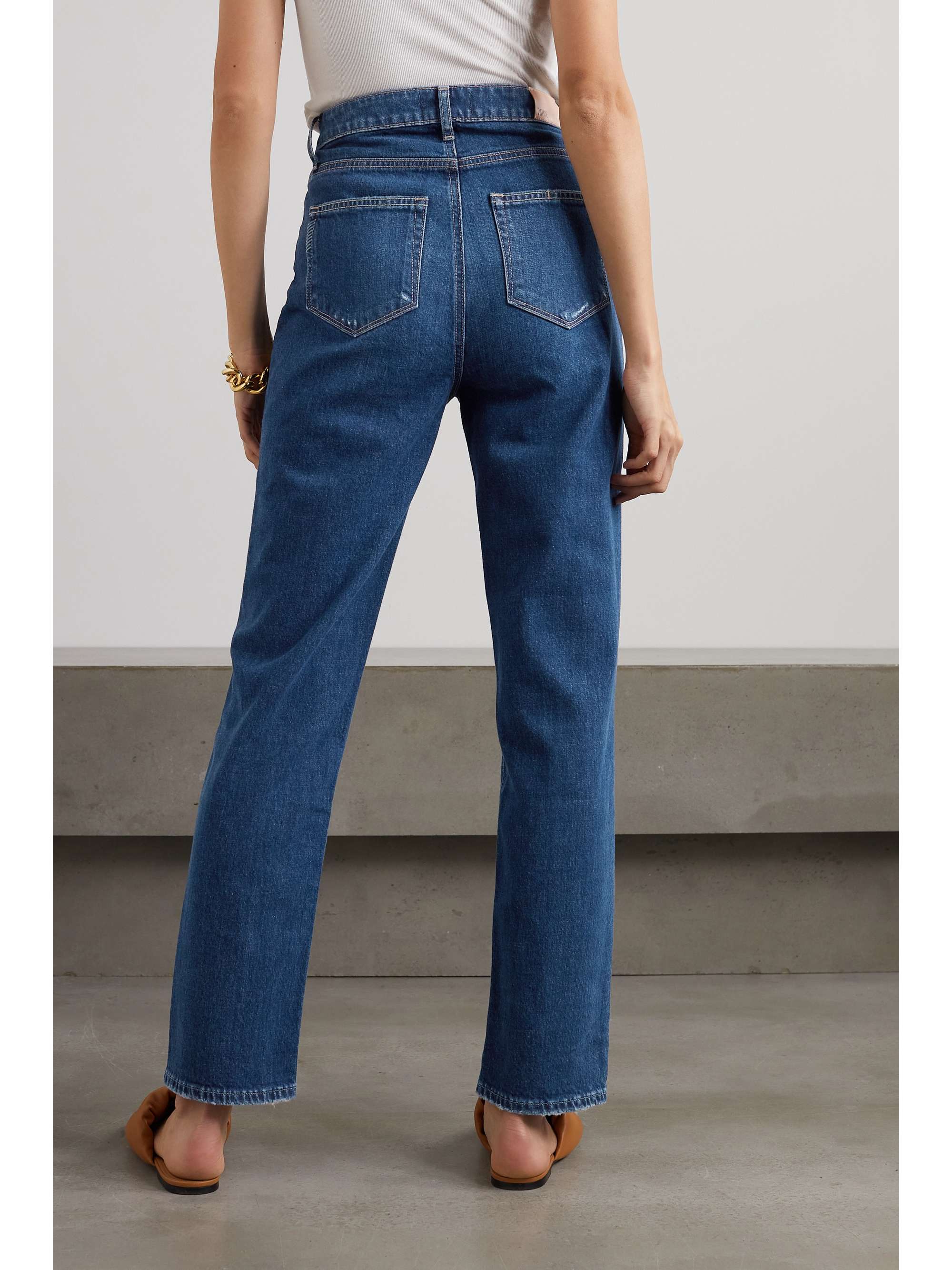 PAIGE Noella distressed high-rise straight-leg jeans