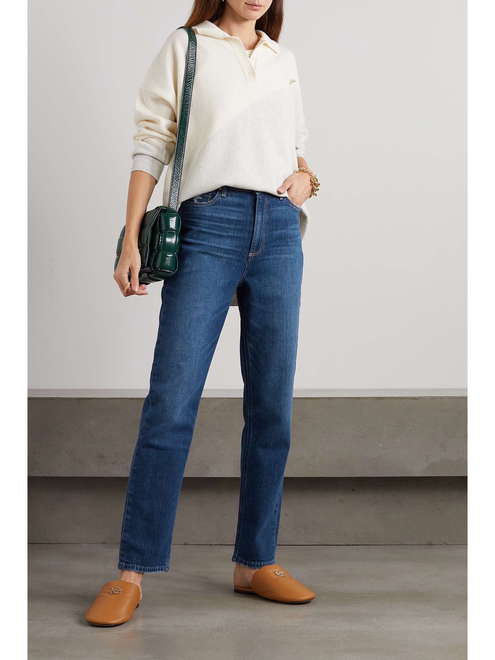 PAIGE Noella distressed high-rise straight-leg jeans