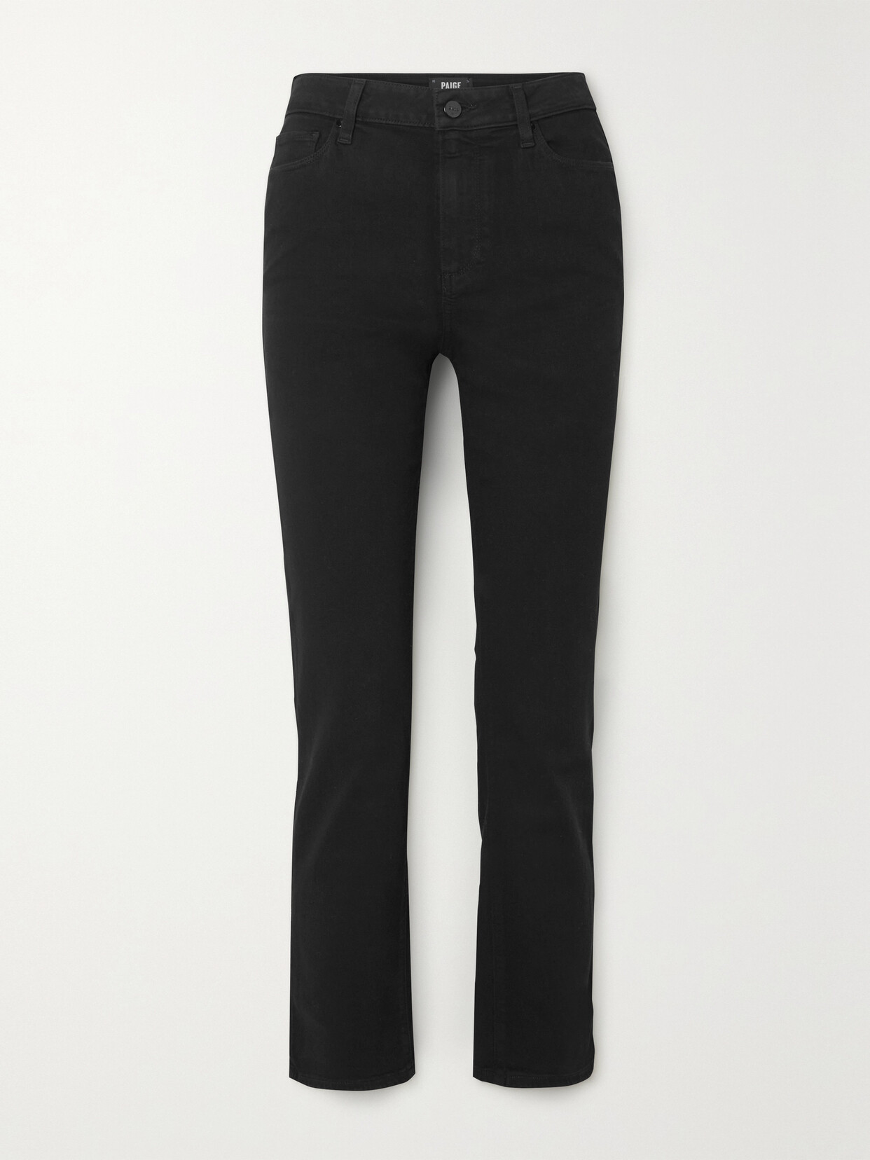 Paige Cindy Cropped High-rise Straight-leg Jeans In Black