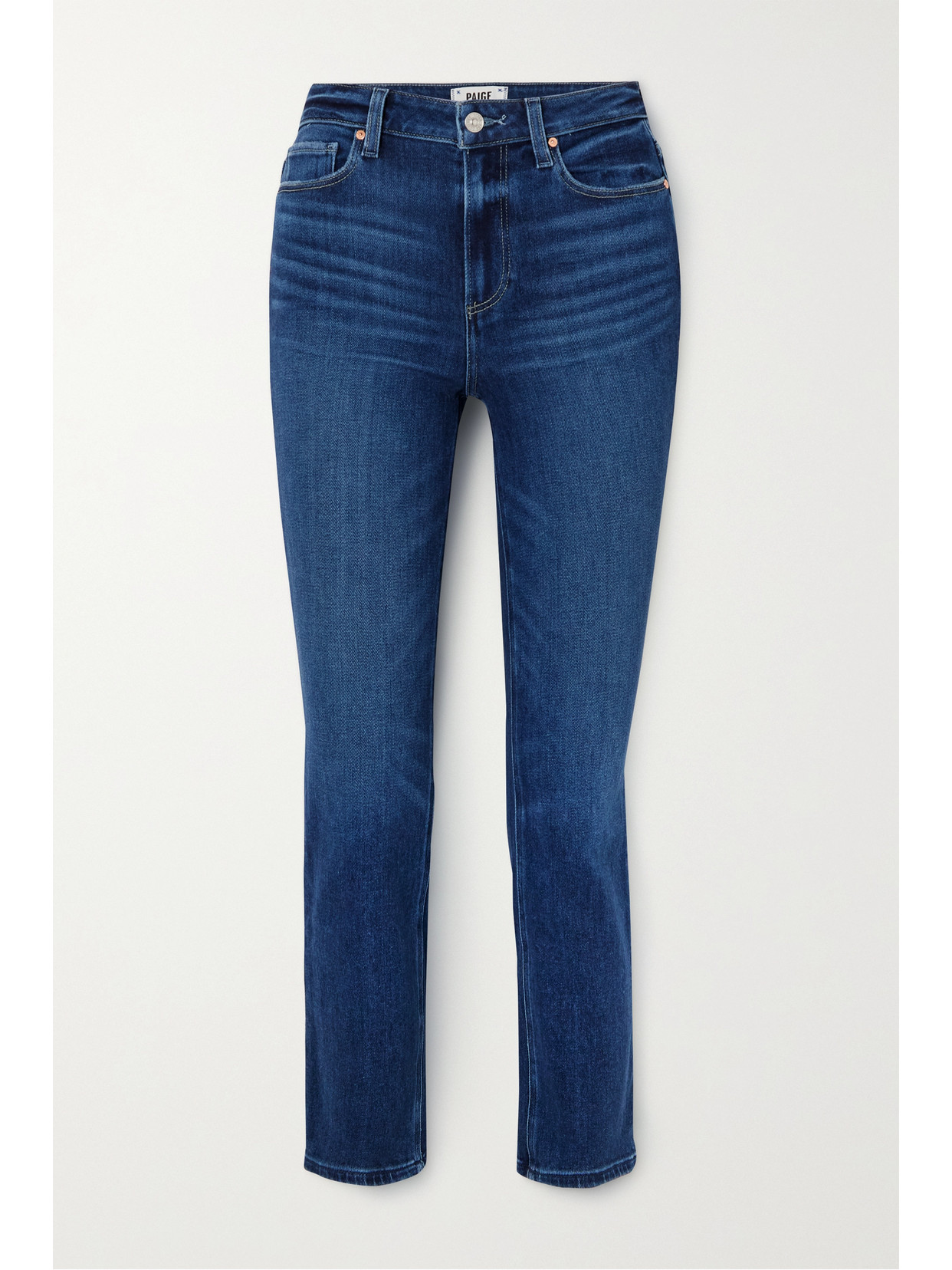 PAIGE - Cindy Cropped High-rise Straight-leg Jeans - Blue