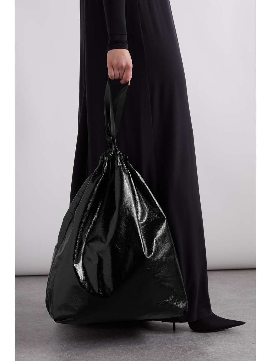 Trash Bag crinkled glossed-leather tote Balenciaga