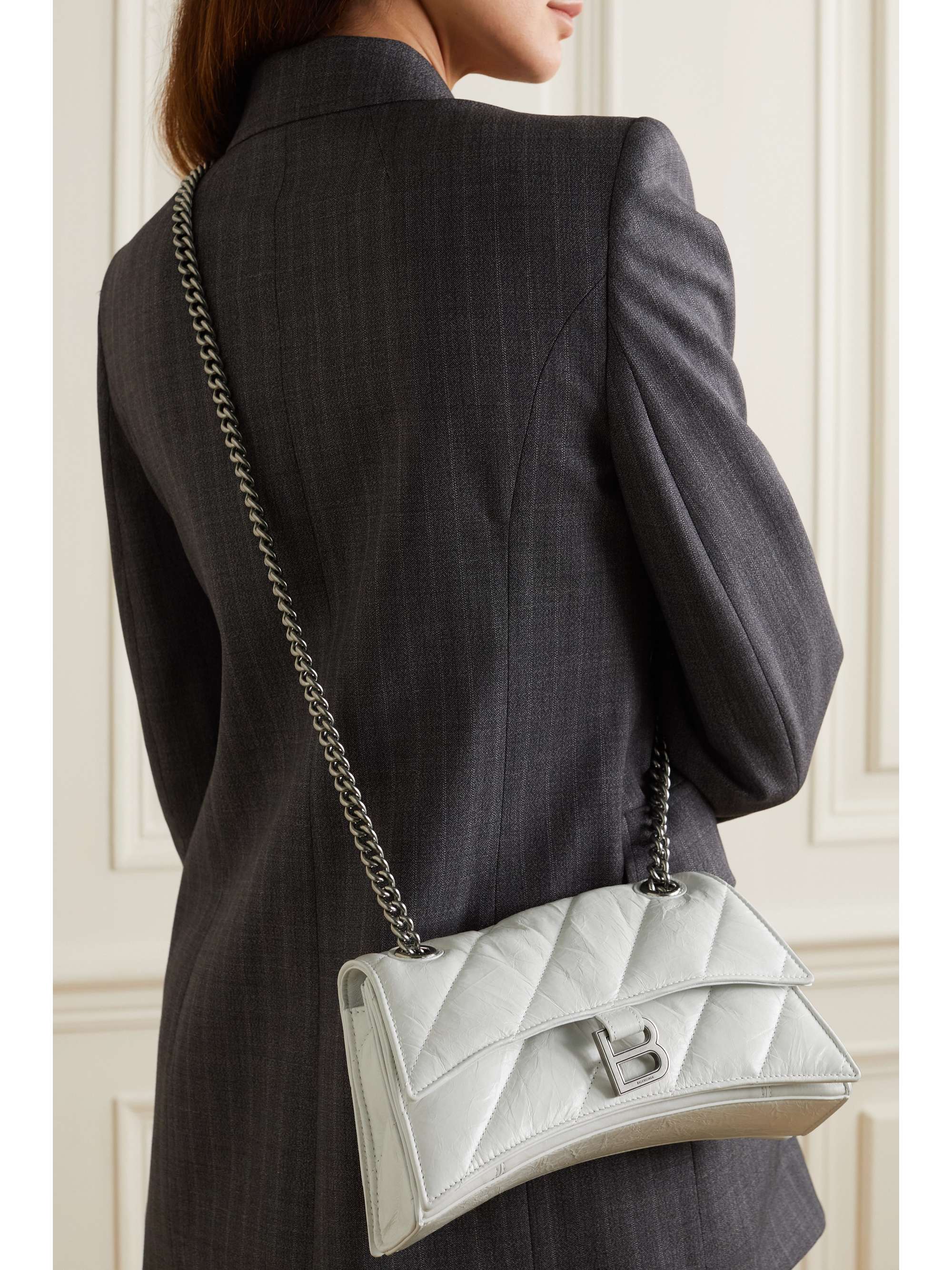 BALENCIAGA Crush small quilted crinkled-leather shoulder bag
