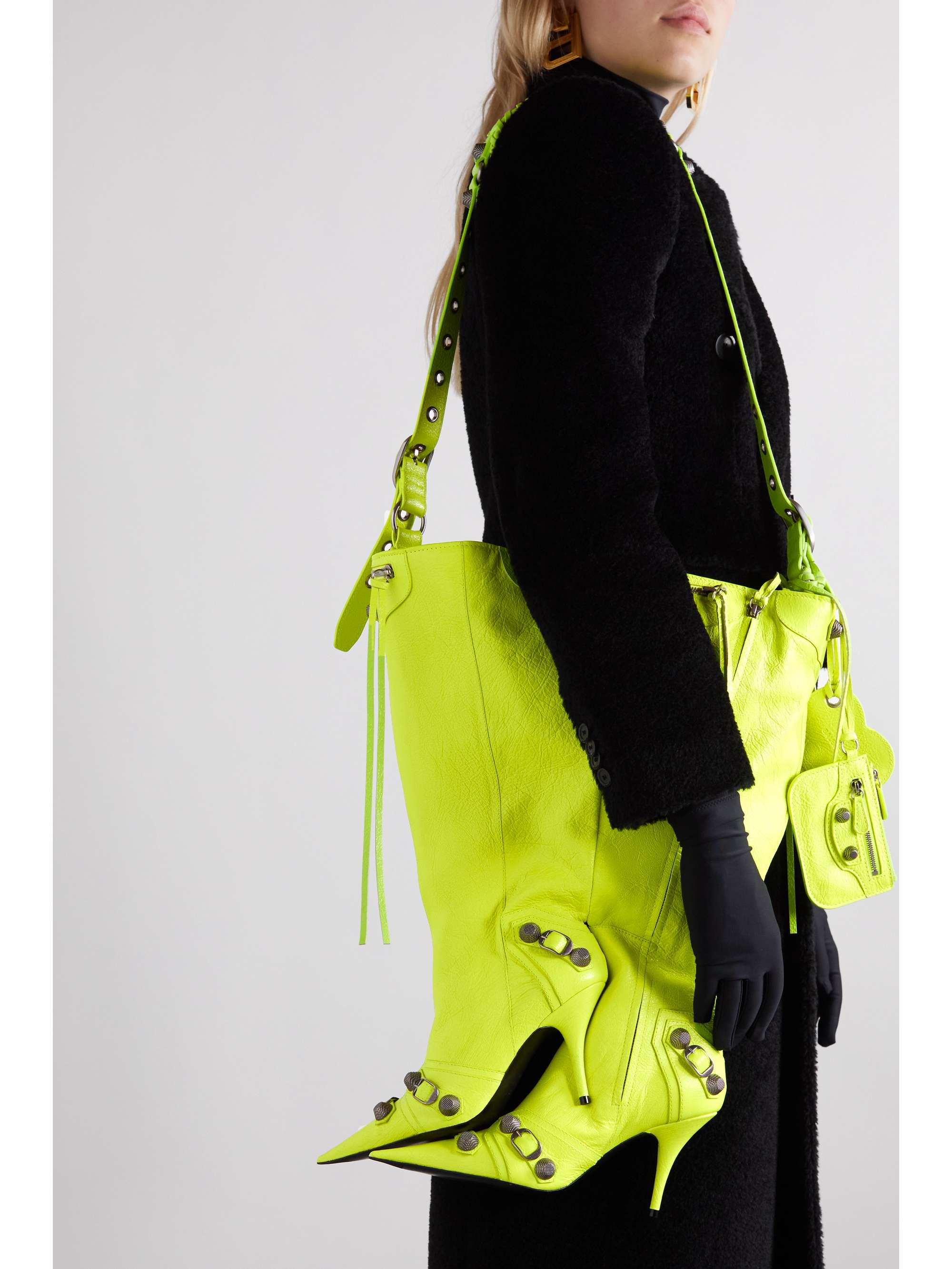 BALENCIAGA Le Cagole Boot crinkled-leather shoulder bag | NET-A-PORTER