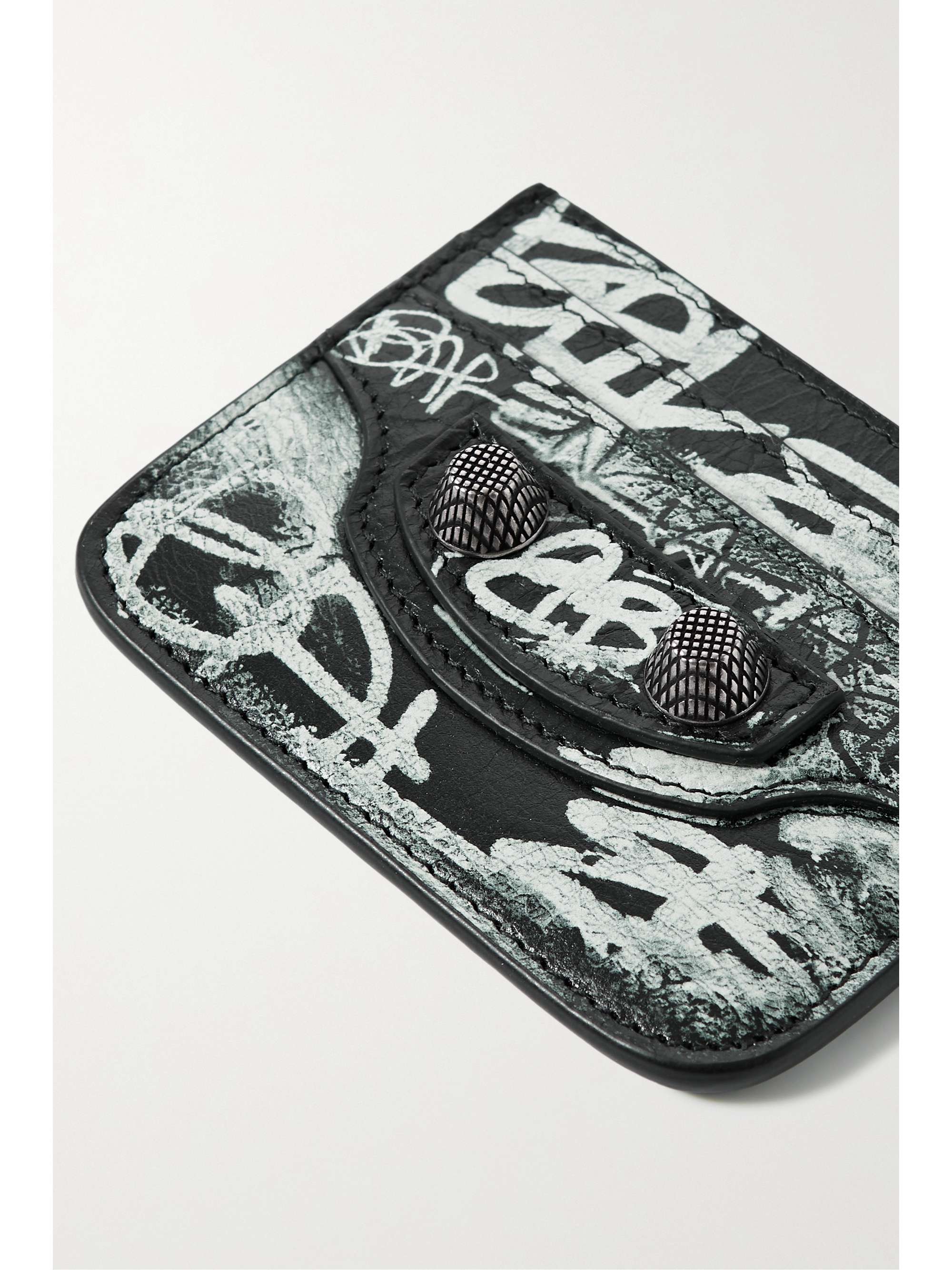 BALENCIAGA Le Cagole graffiti studded leather cardholder