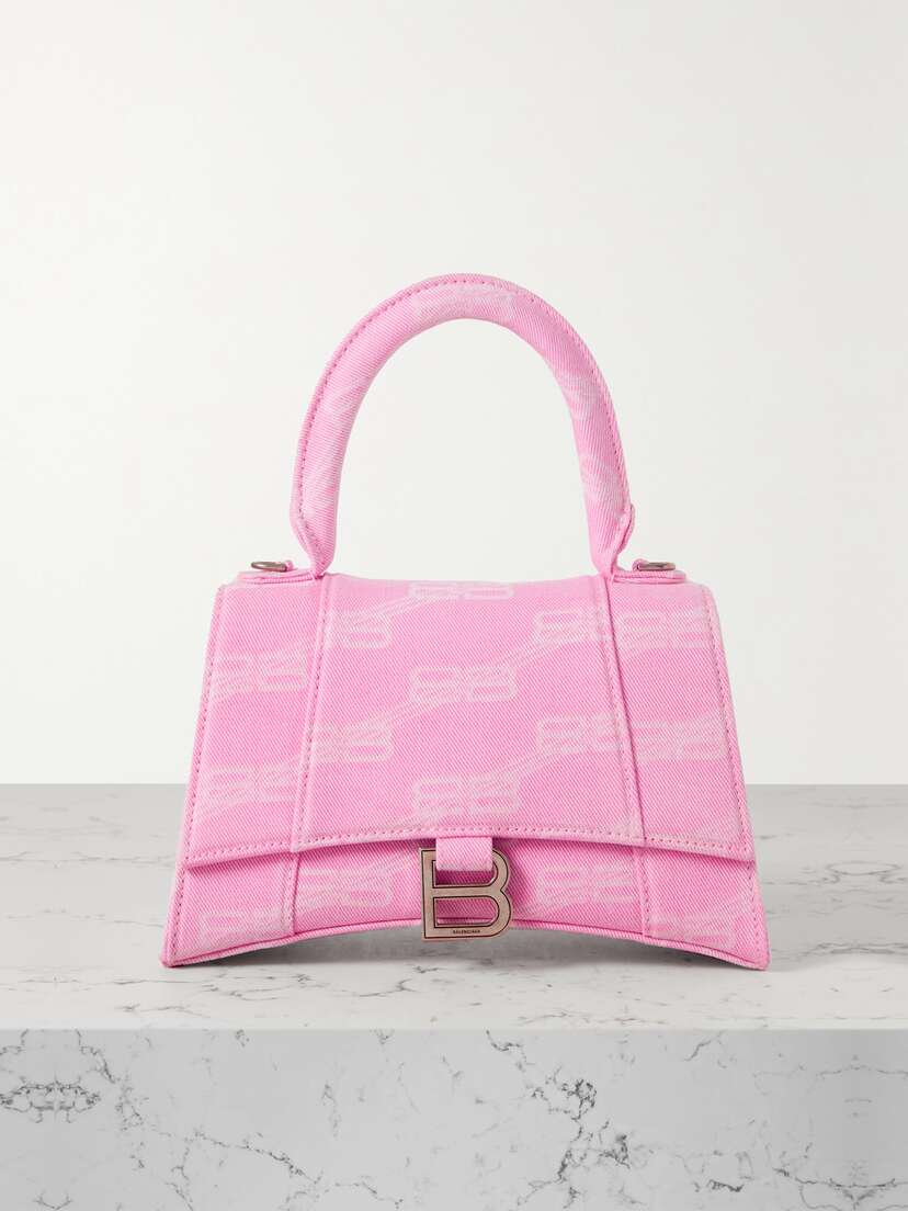 Balenciaga Hourglass Small Printed Denim Tote