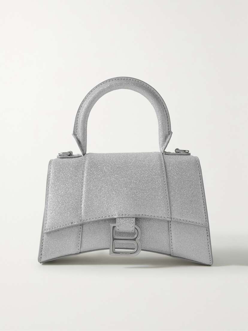 Balenciaga Hourglass Xs Glittered Leather Tote