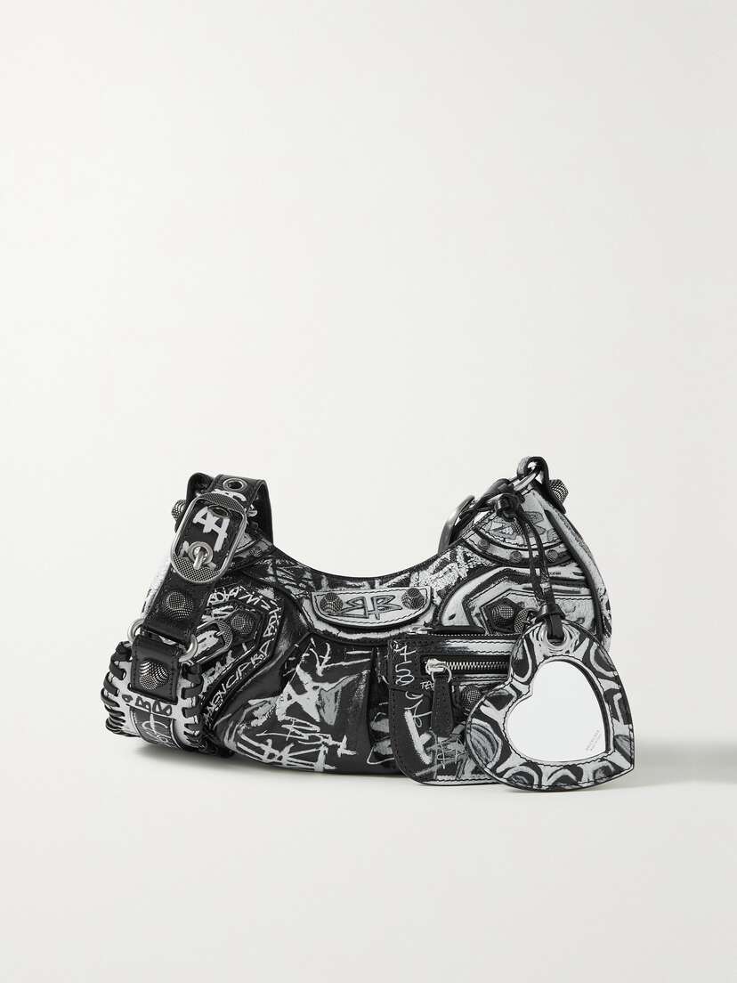 Balenciaga Le Cagole Xs Studded Printed Leather Shoulder Bag