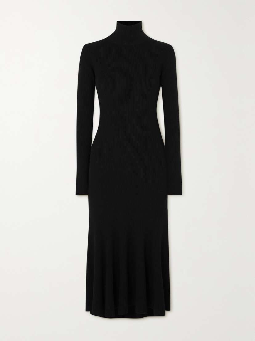 Balenciaga Ribbed Wool-blend Turtleneck Midi Dress