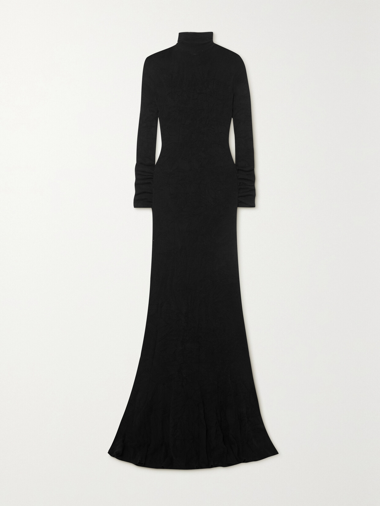 Balenciaga - Distressed Cotton-blend Turtleneck Midi Dress - Black