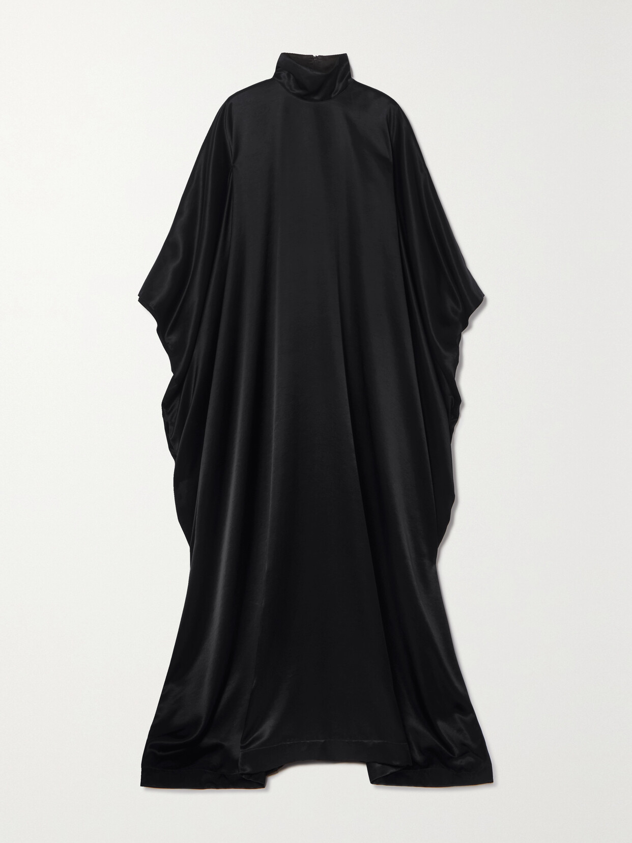 Balenciaga Draped Satin-jersey Turtleneck Gown - Black