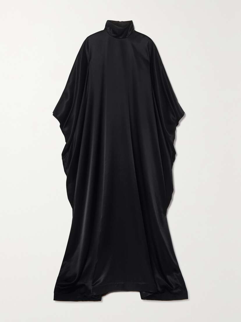 Balenciaga Draped Satin-jersey Turtleneck Gown