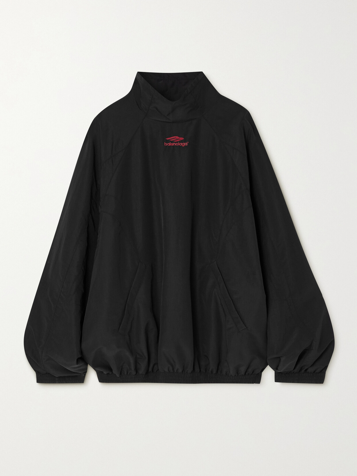 Balenciaga Oversized Embroidered Shell Track Jacket In Black