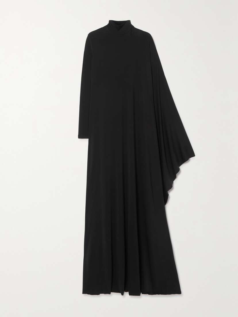 Balenciaga Asymmetric Cape-effect Satin-jersey Maxi Dress