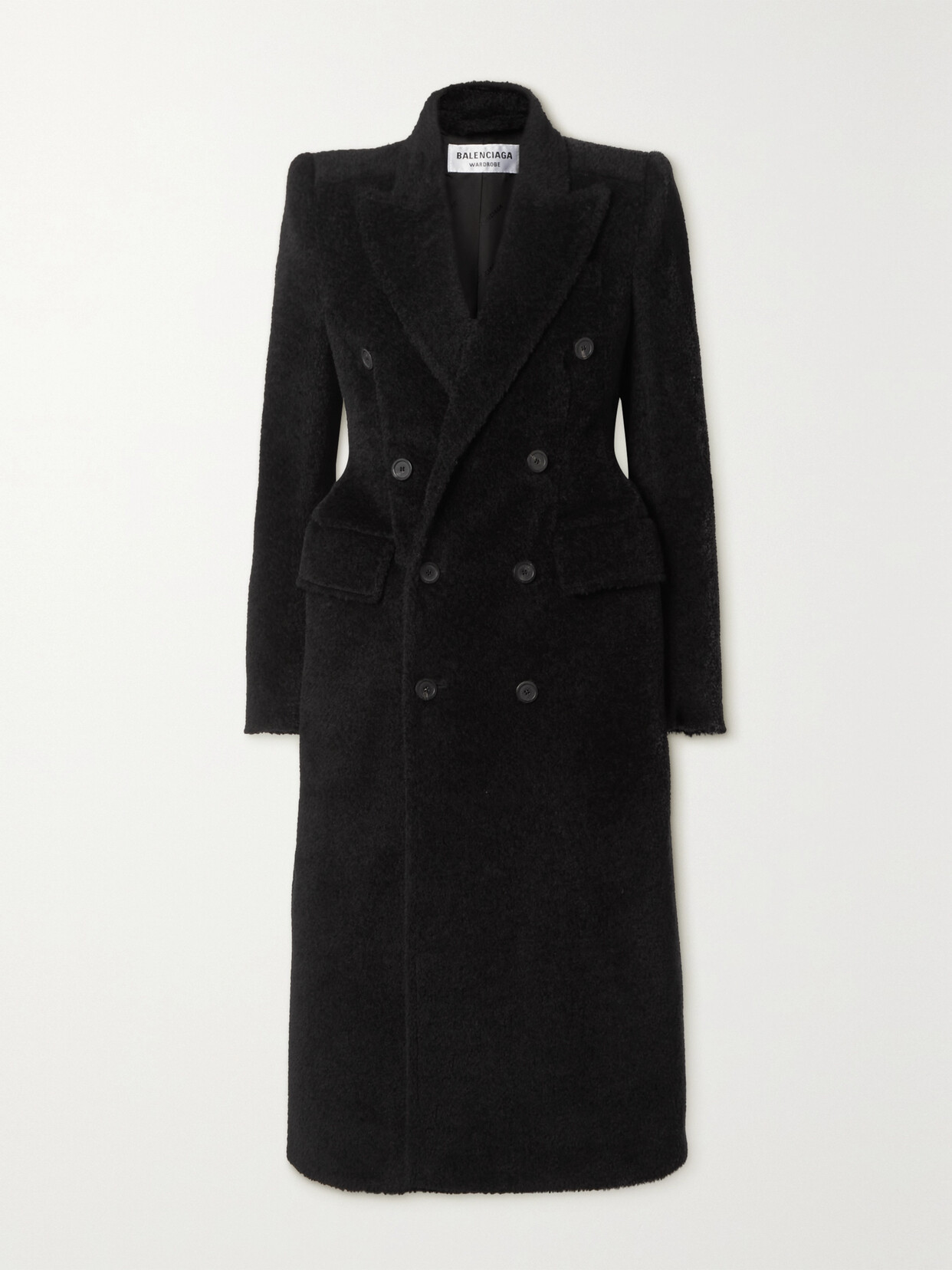 Balenciaga Hourglass Double-breasted Wool-blend Twill Coat In Black