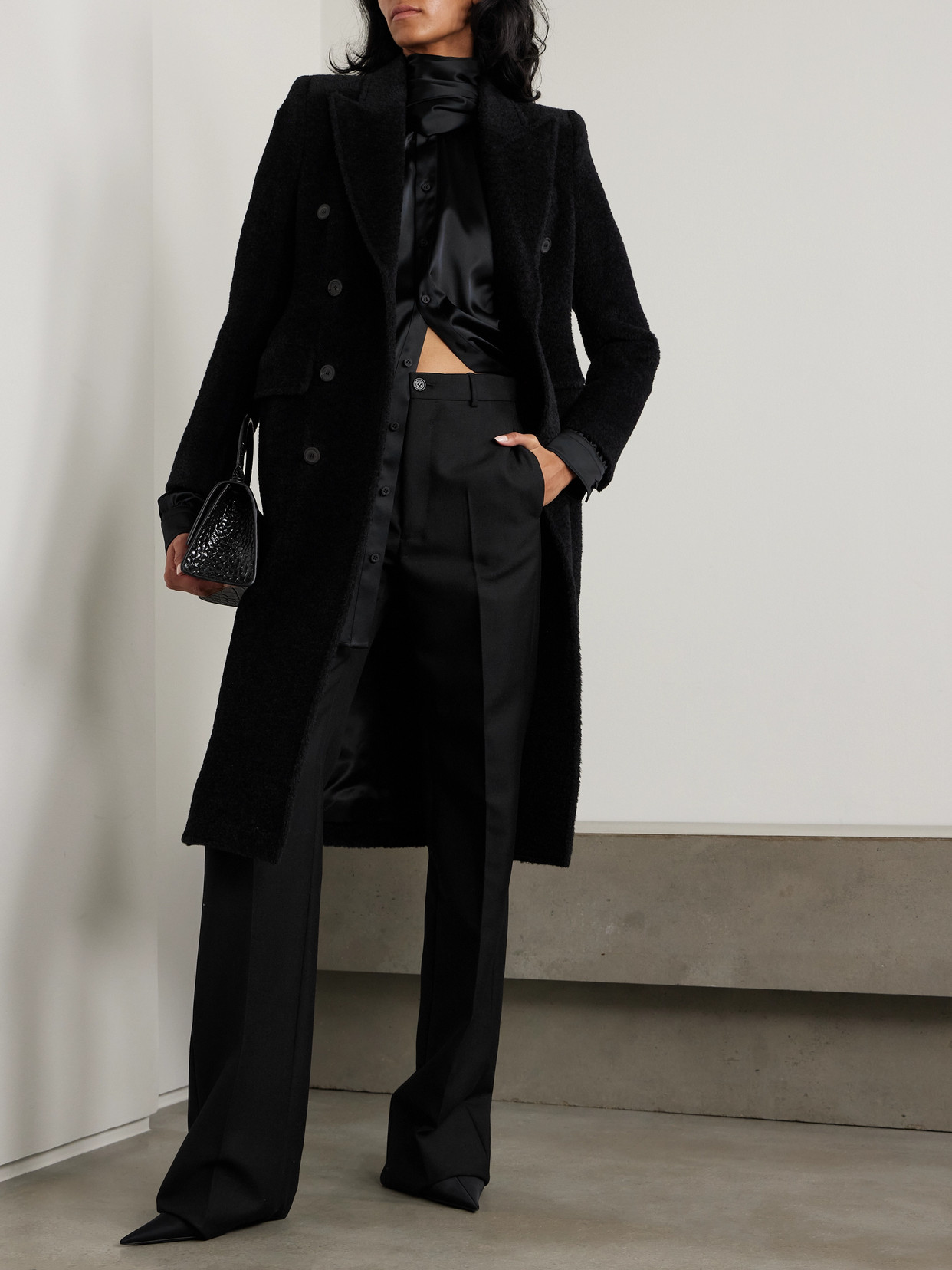 Hourglass Double-Breasted Wool-Blend Twill Coat