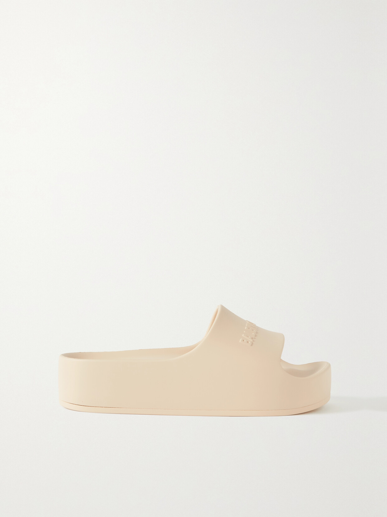 Balenciaga Mono Logo-embossed Rubber Platform Slides - Neutrals