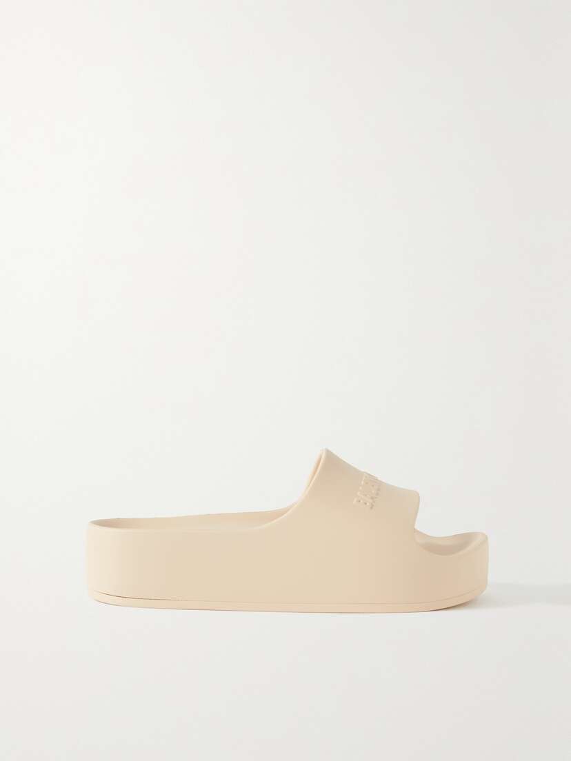 Balenciaga Mono Logo-embossed Rubber Platform Slides