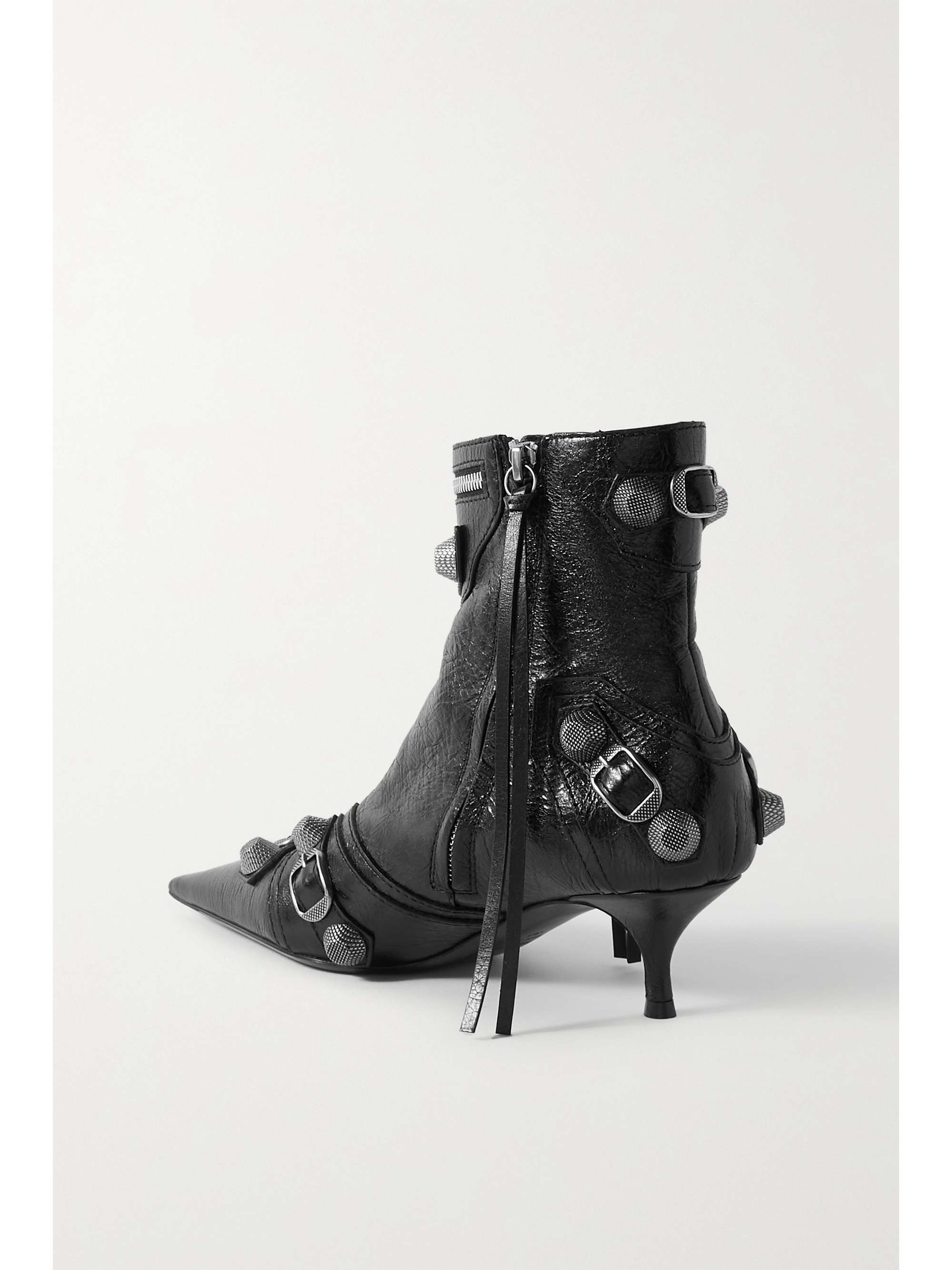 BALENCIAGA Le Cagole studded crinkled-leather ankle boot