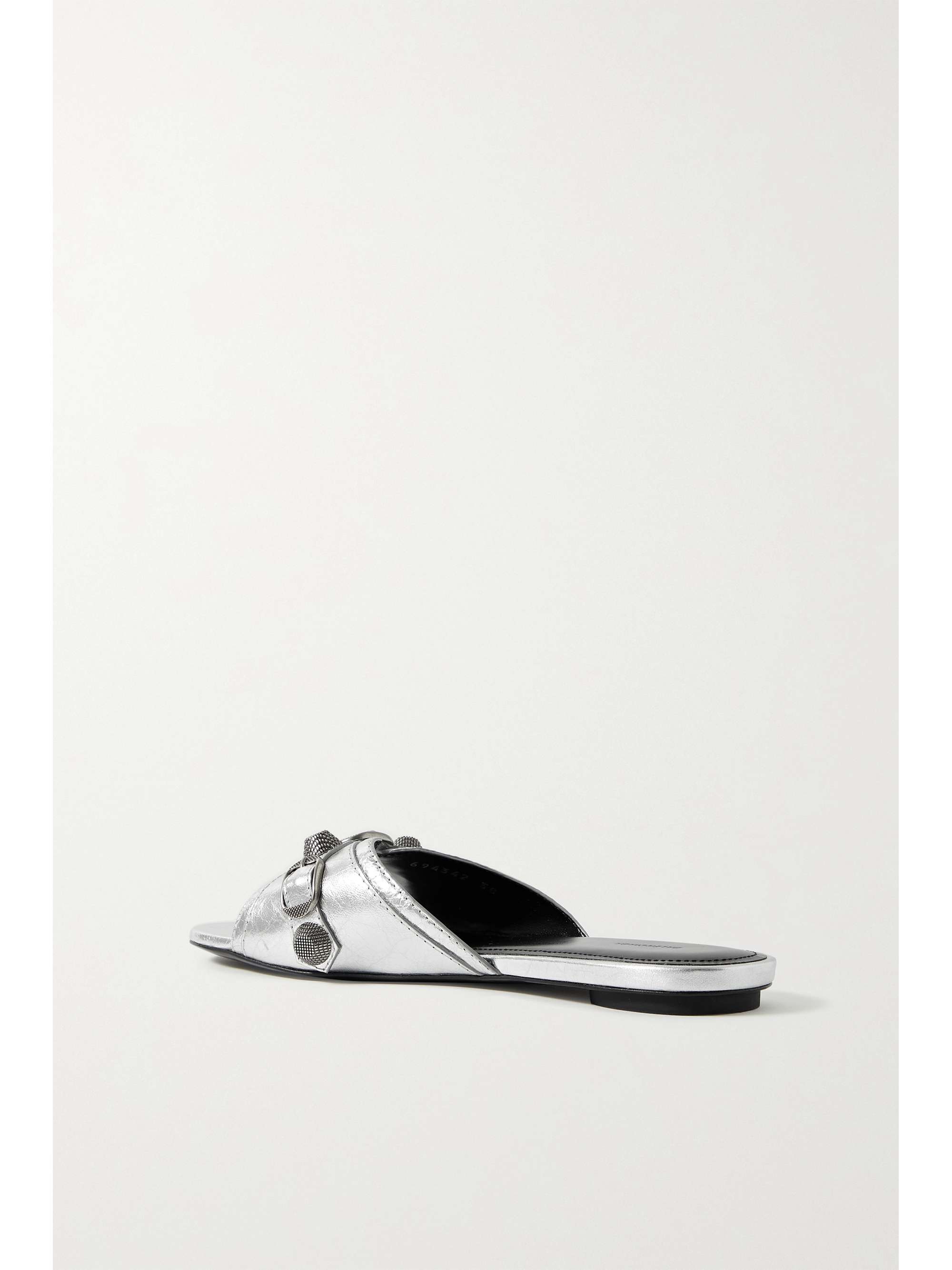 BALENCIAGA Cagole embellished metallic textured-leather sandals