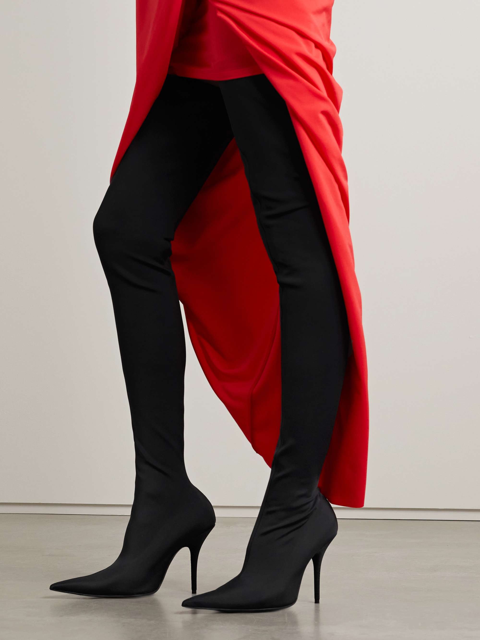 Black Draped satin-jersey turtleneck gown | BALENCIAGA | NET-A-PORTER