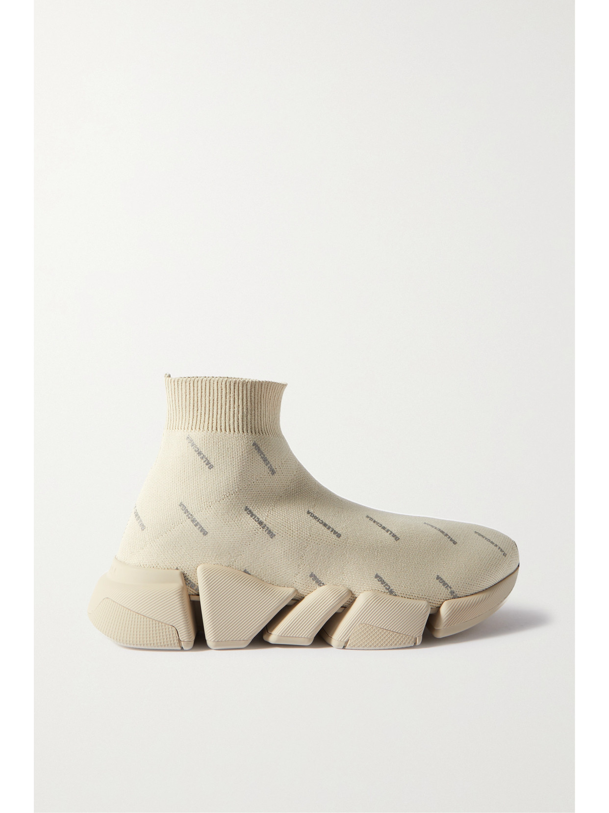 Balenciaga - Speed 2.0 Logo-print Stretch-knit High-top Sneakers - Neutrals