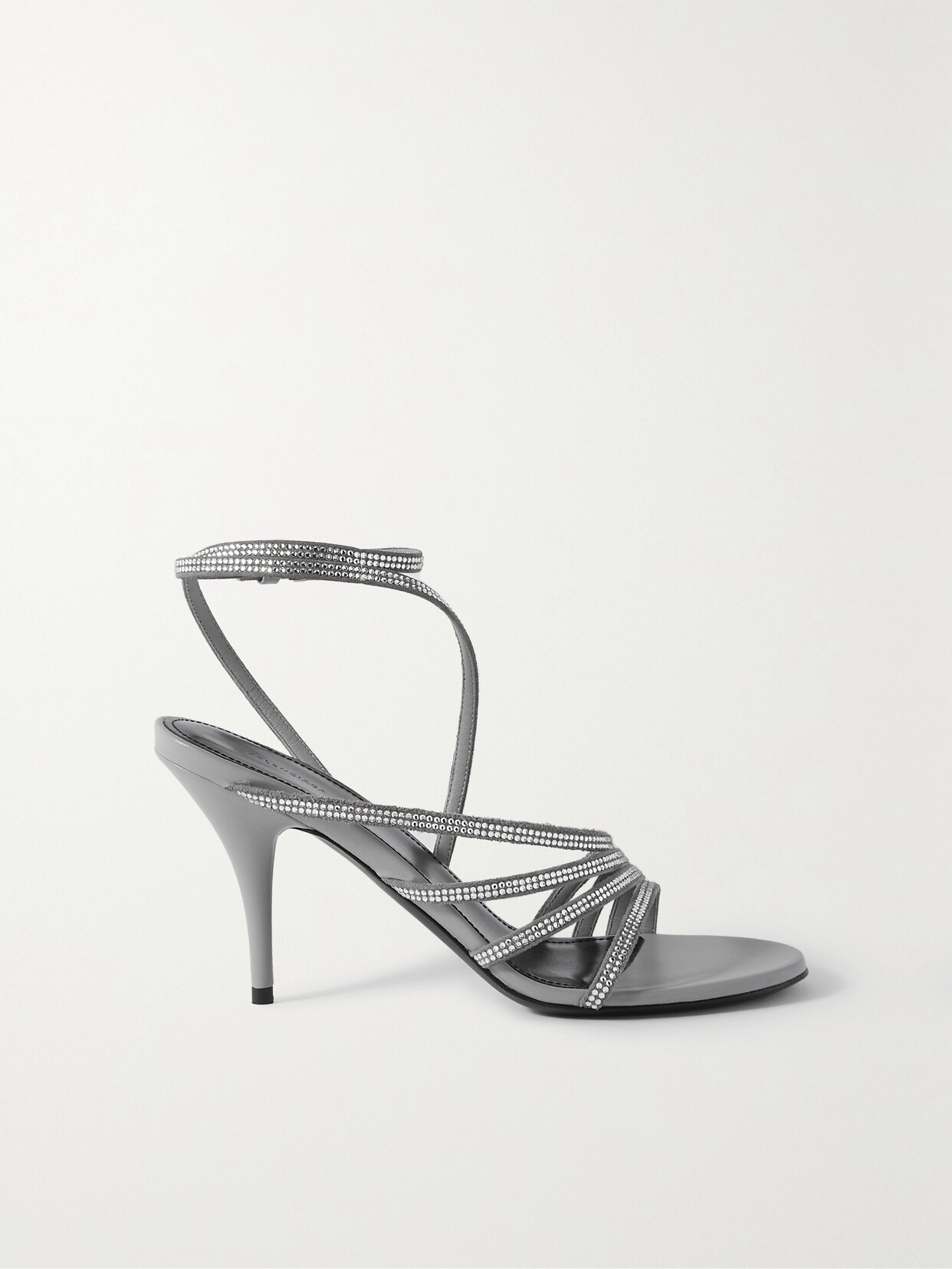 Balenciaga Glow Crystal-embellished Metallic Leather Sandals - Silver