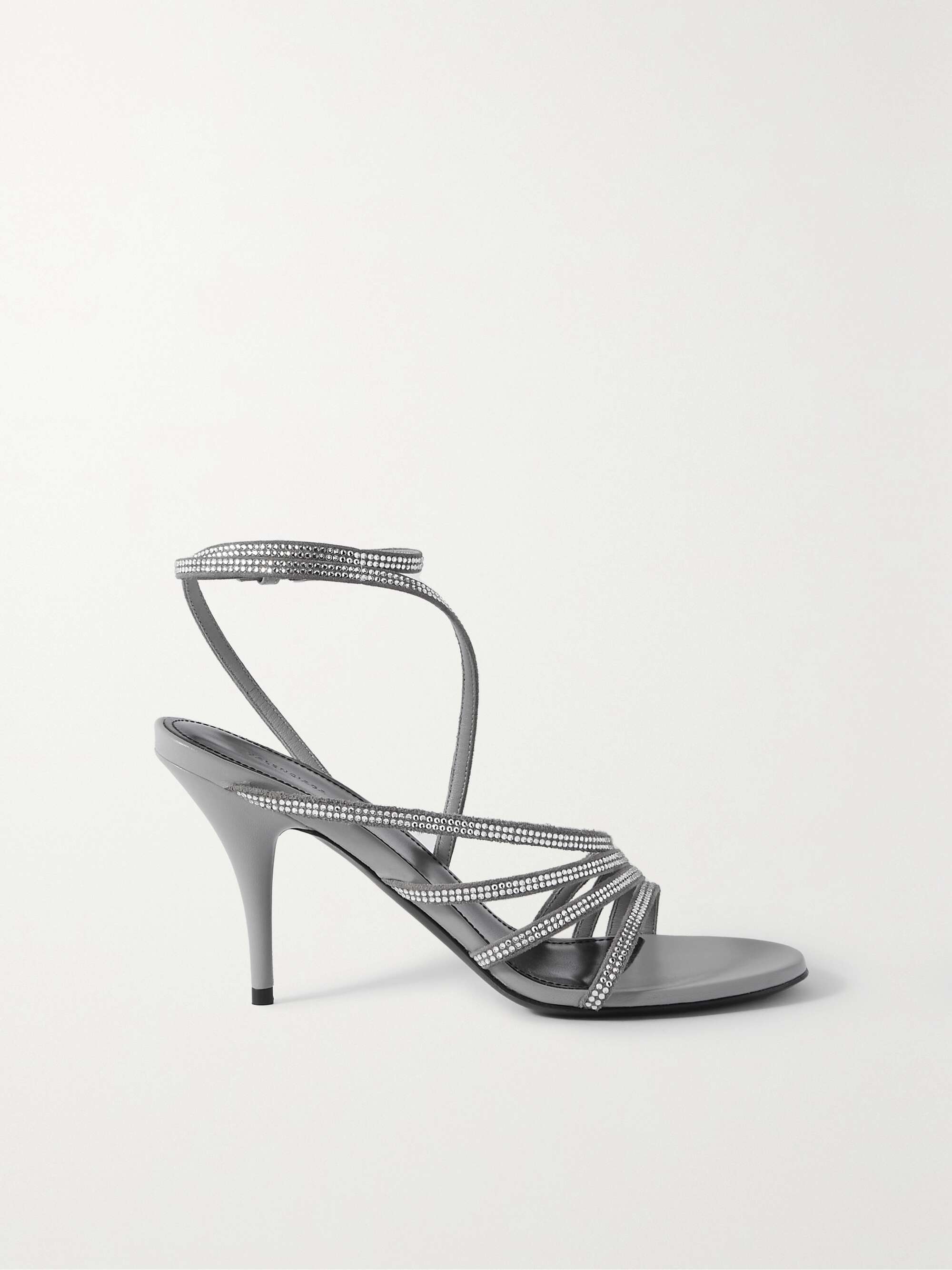 BALENCIAGA Glow crystal-embellished metallic leather sandals | NET-A-PORTER
