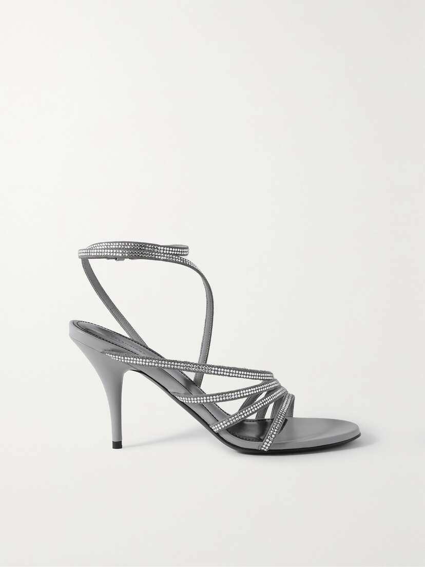 Balenciaga Glow Crystal-embellished Metallic Leather Sandals