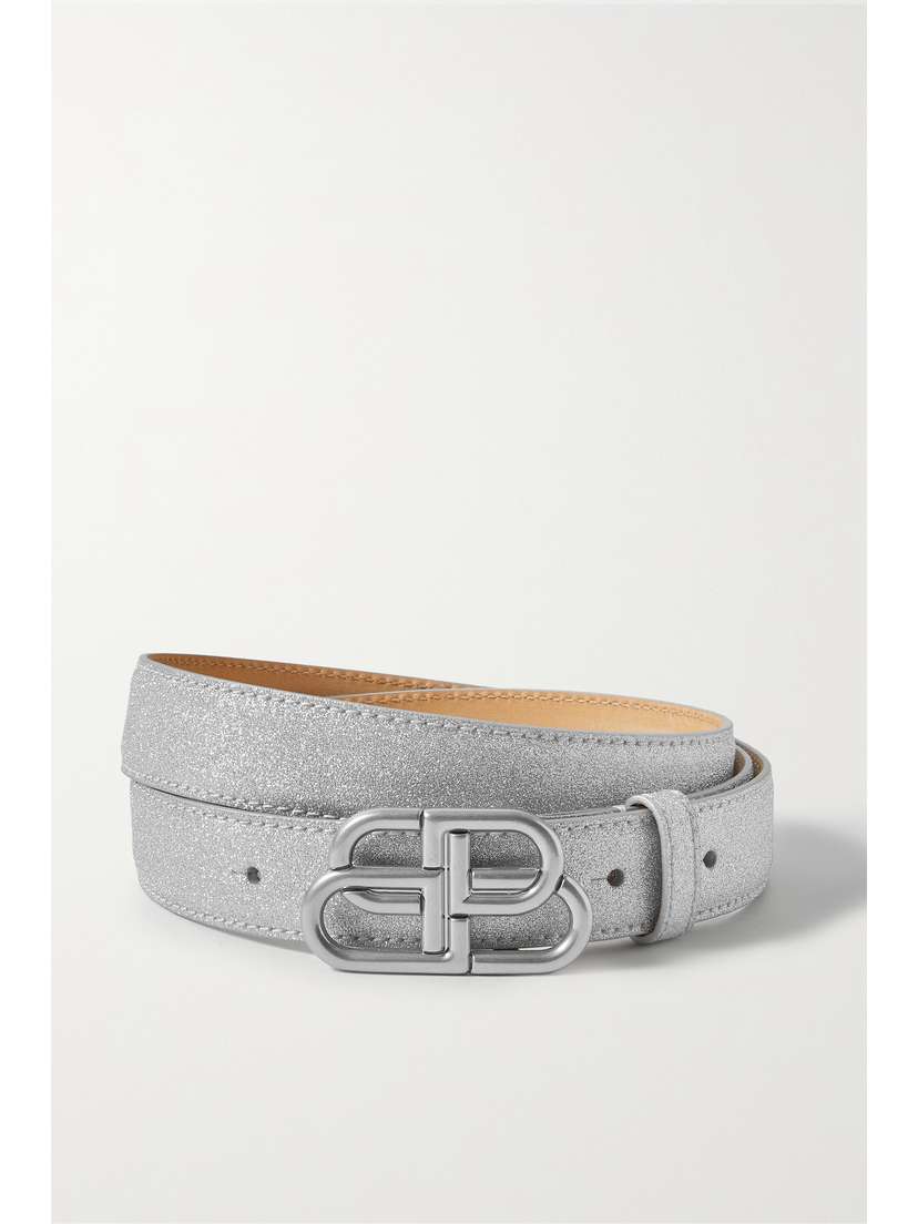 Balenciaga Bb Glittered Leather Belt