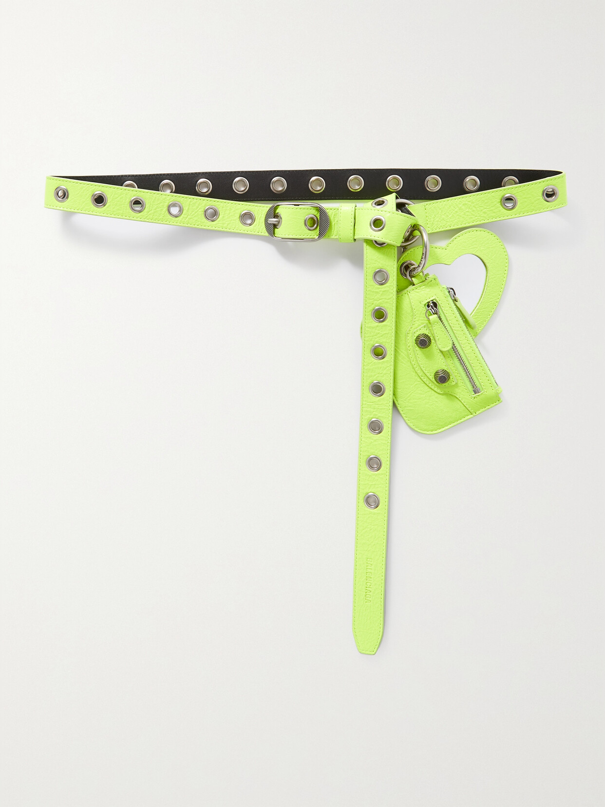 Shop Balenciaga Le Cagole Embellished Crinkled-leather Belt In Yellow