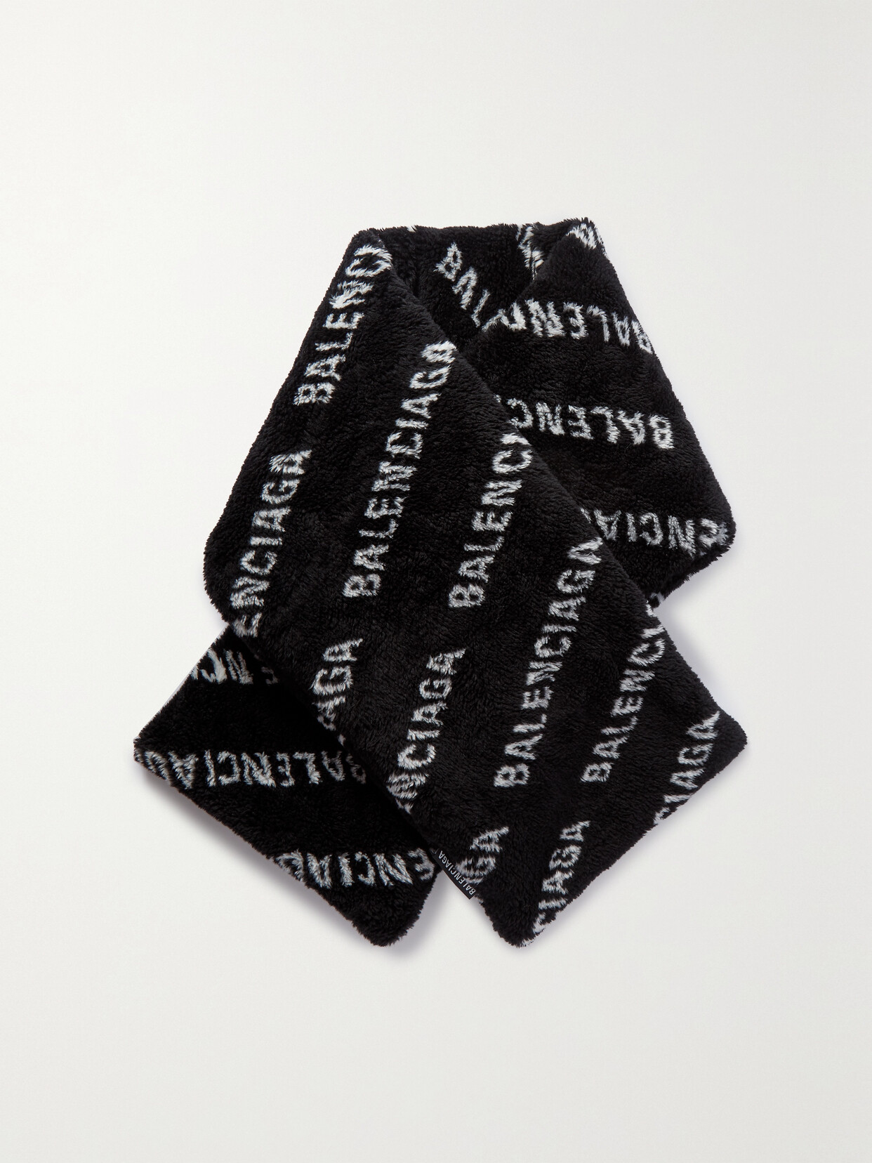 Balenciaga - Padded Printed Faux Fur Scarf - Black