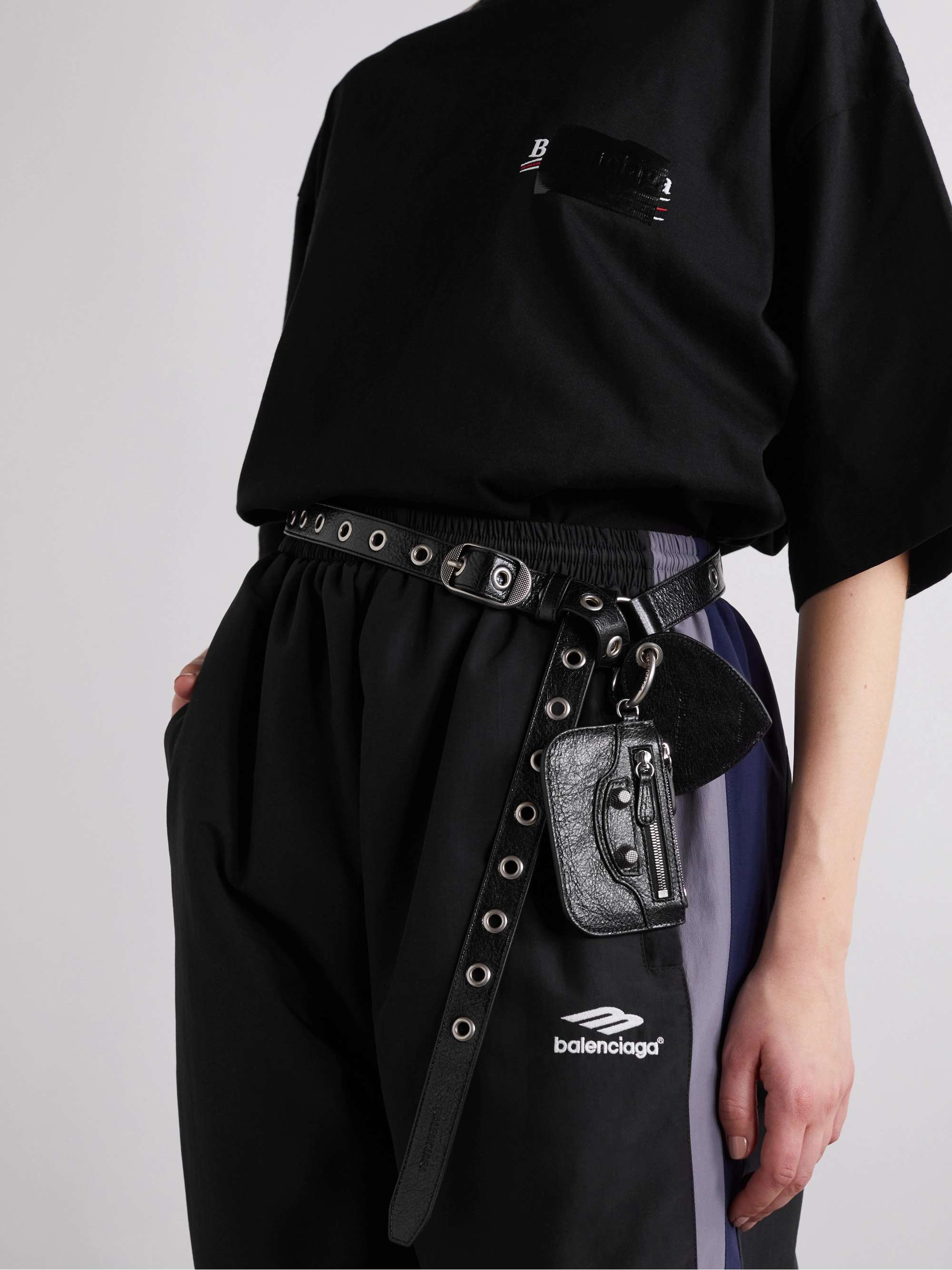 Le Cagole embellished crinkled leather belt